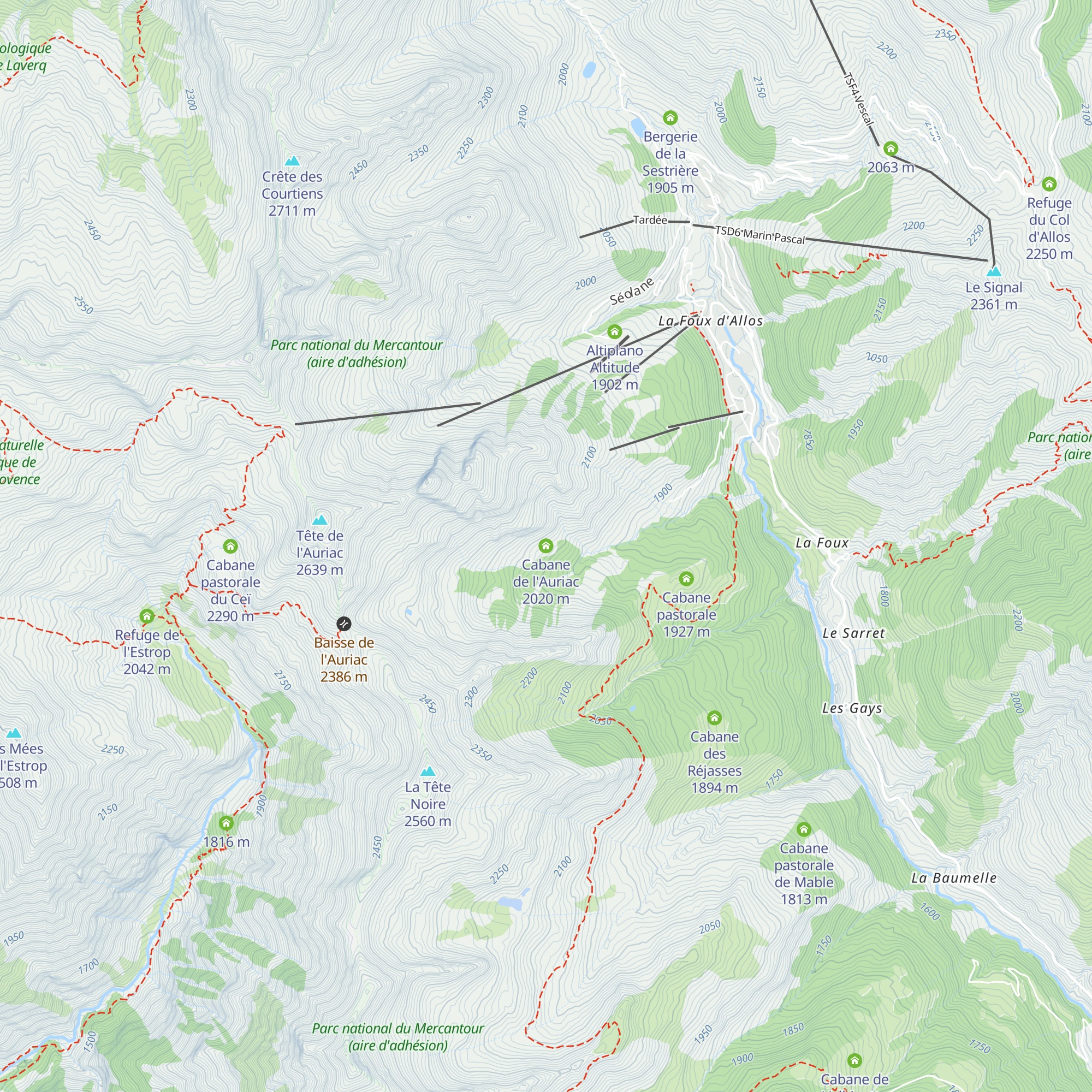 Cabane de l'Auriac map