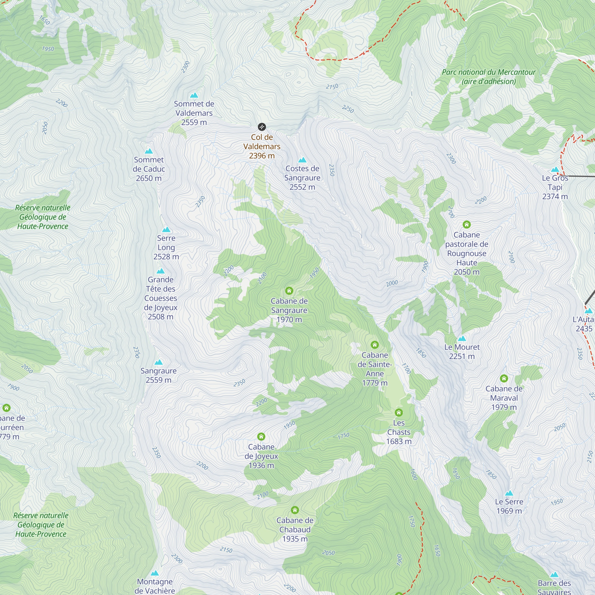 Cabane de Sangraure map