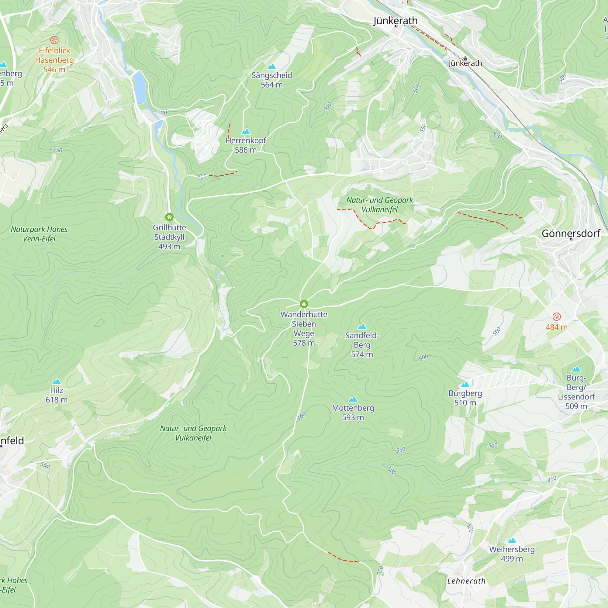 Wanderhütte Sieben Wege map