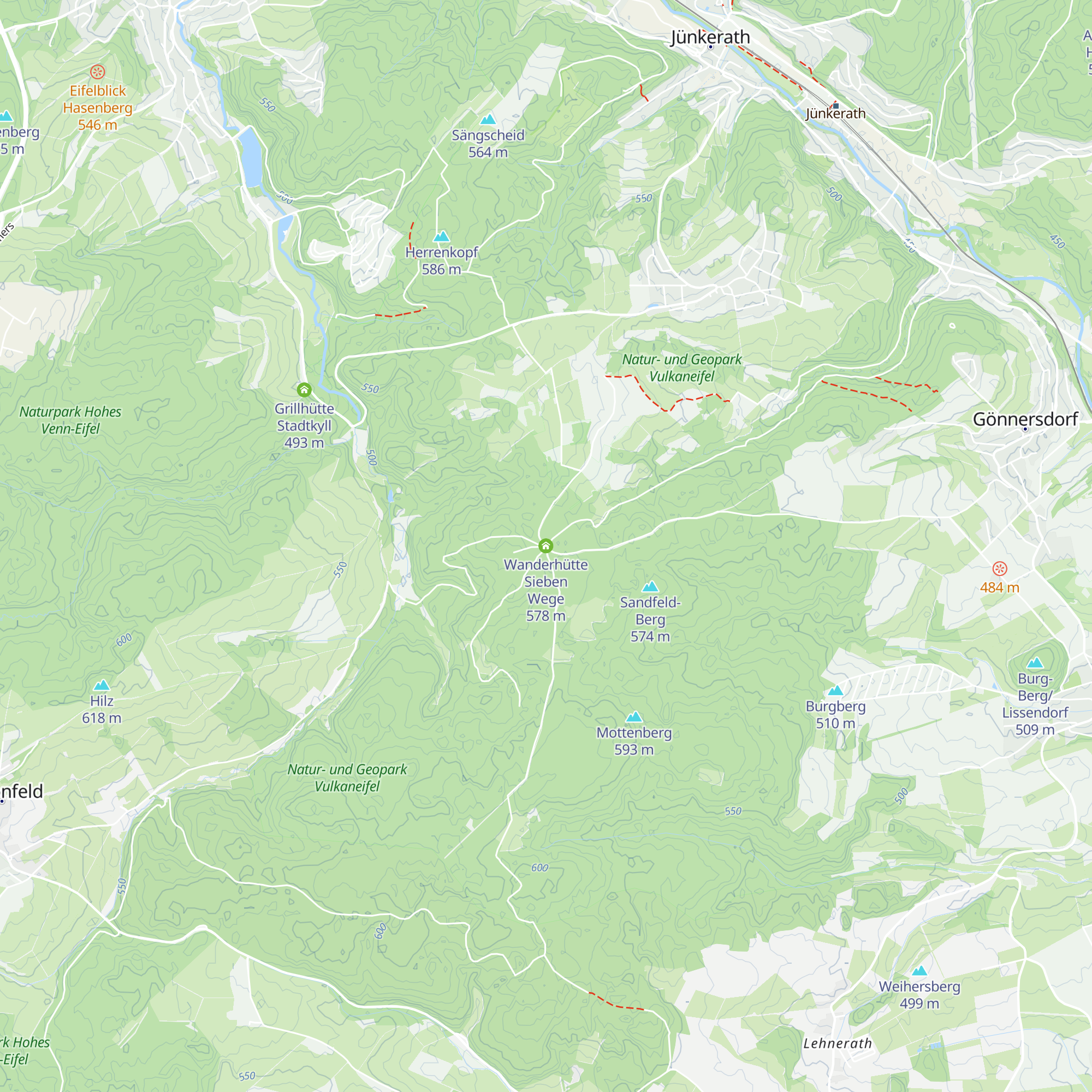 Wanderhütte Sieben Wege map