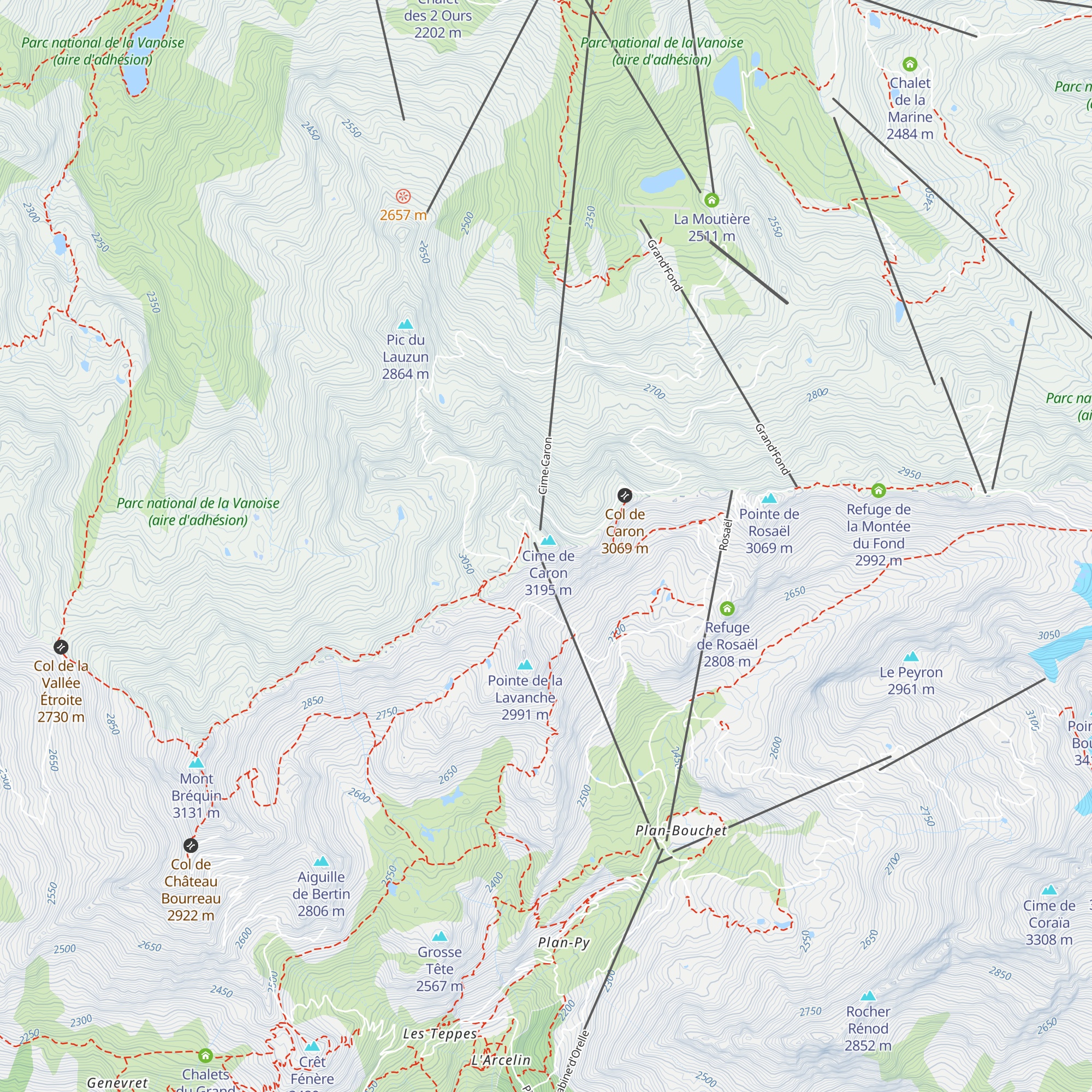 Refuge de Caron map