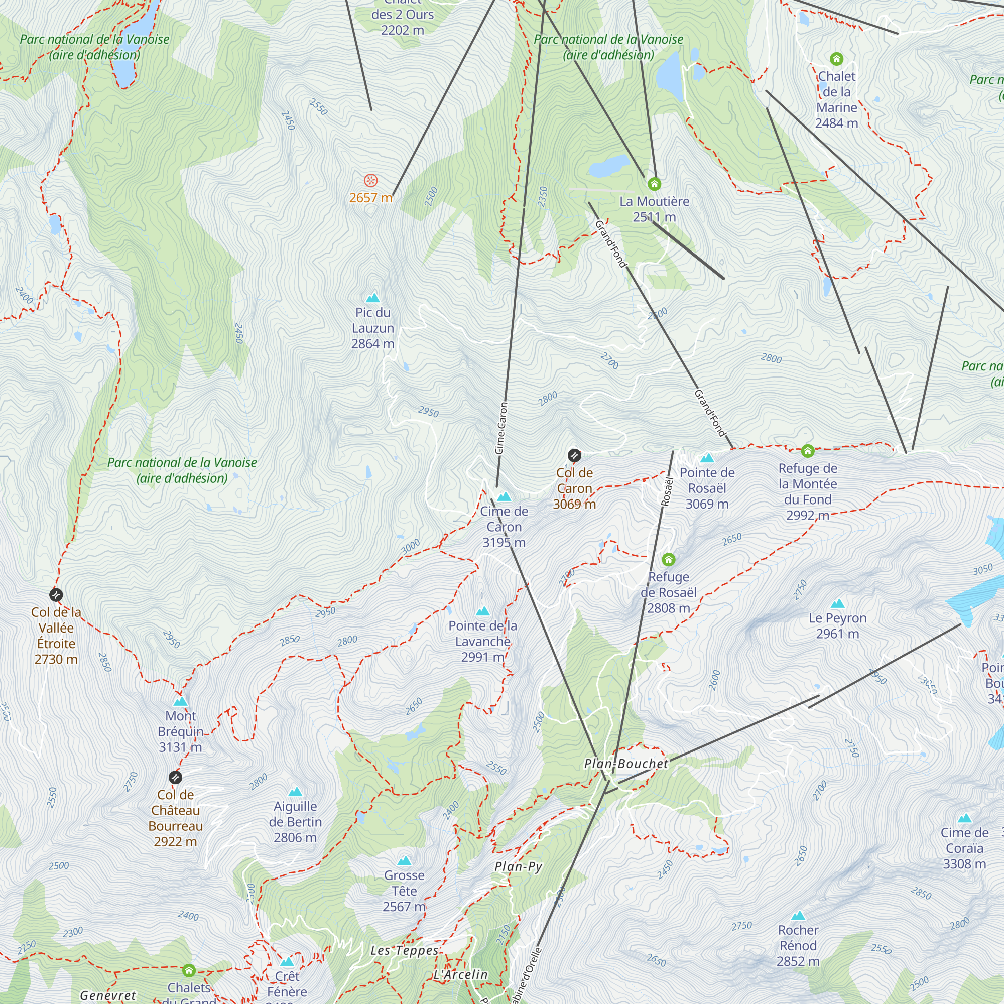 Refuge de Caron map