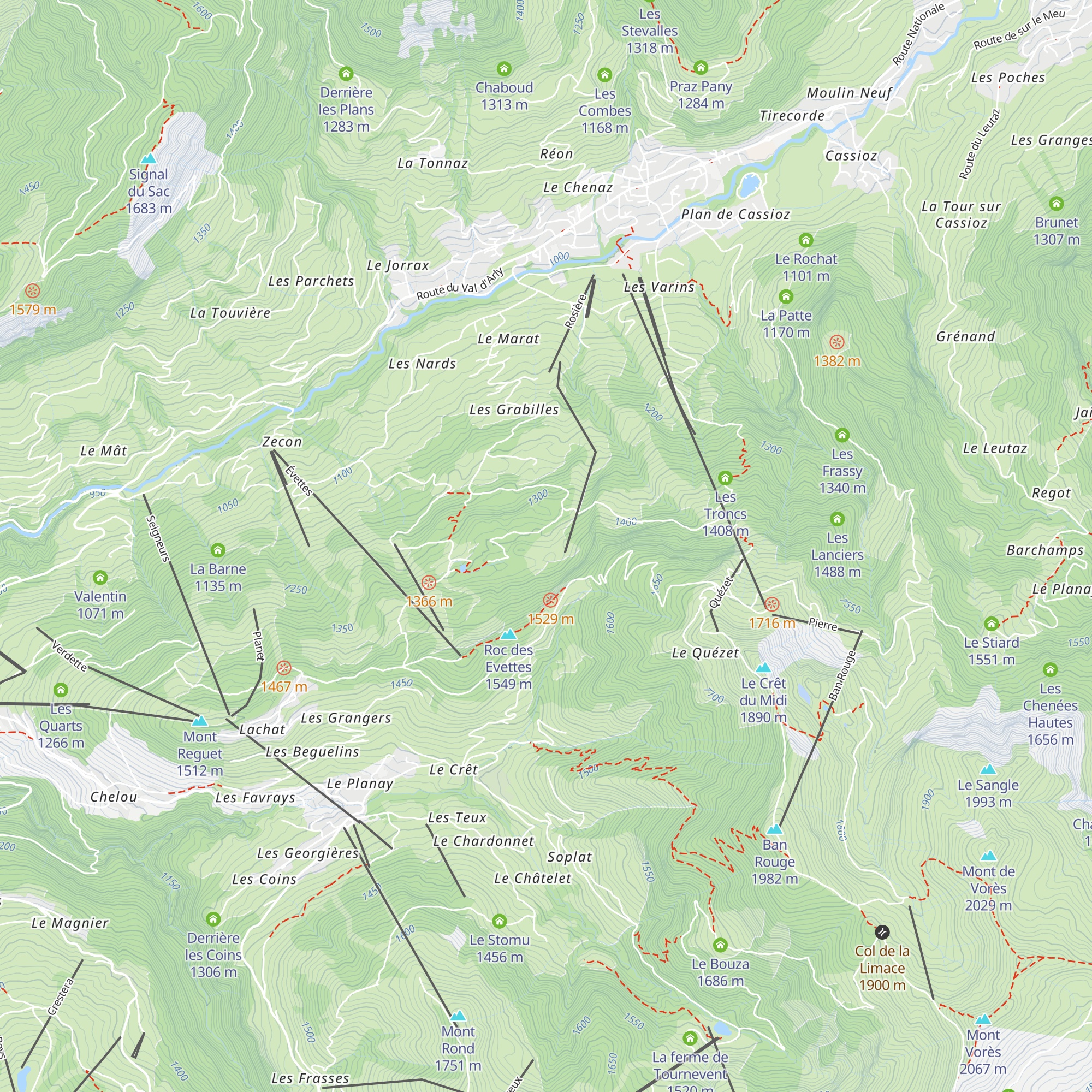 Les Evettes map