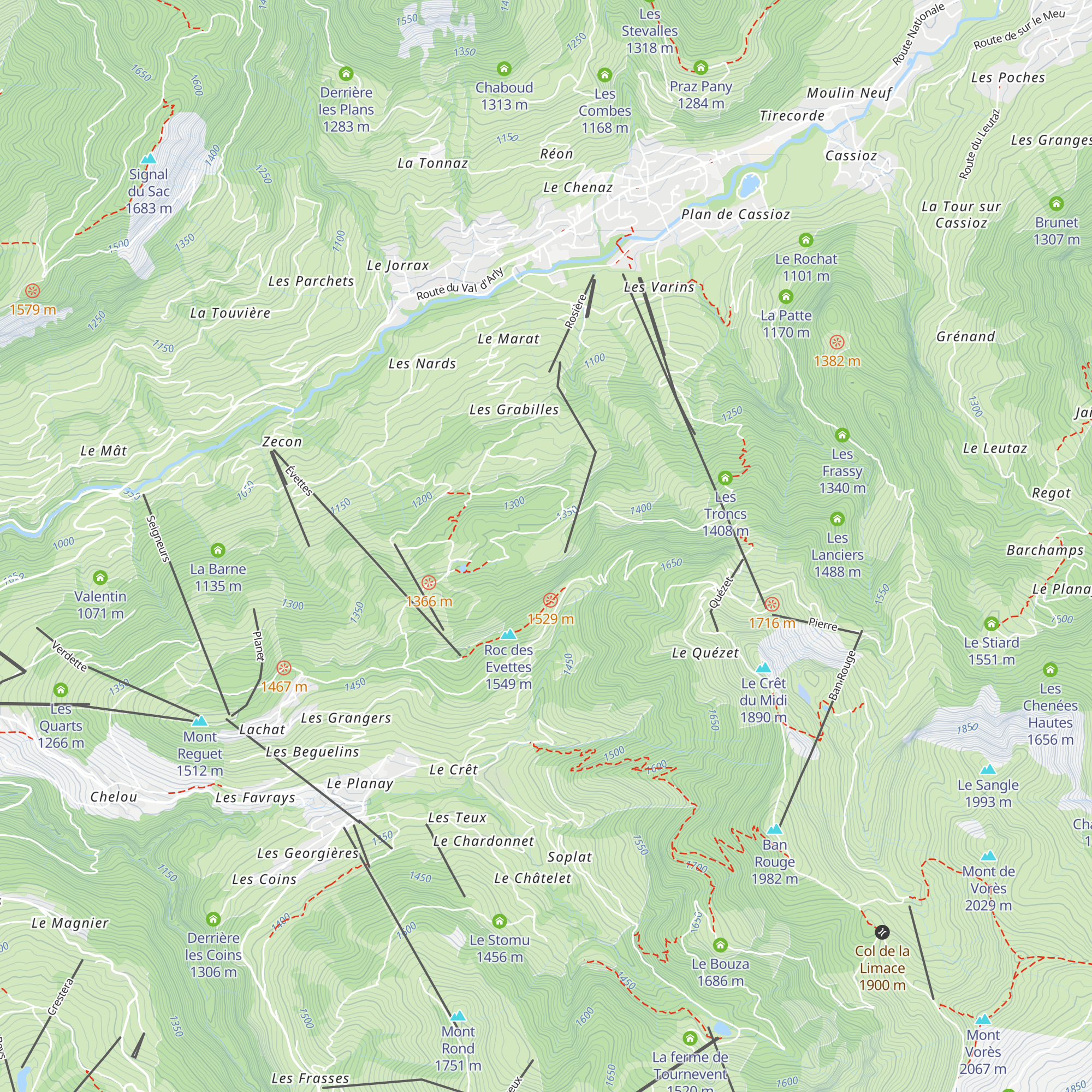 Les Evettes map