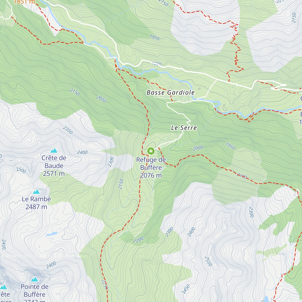 Refuge de Buffère map