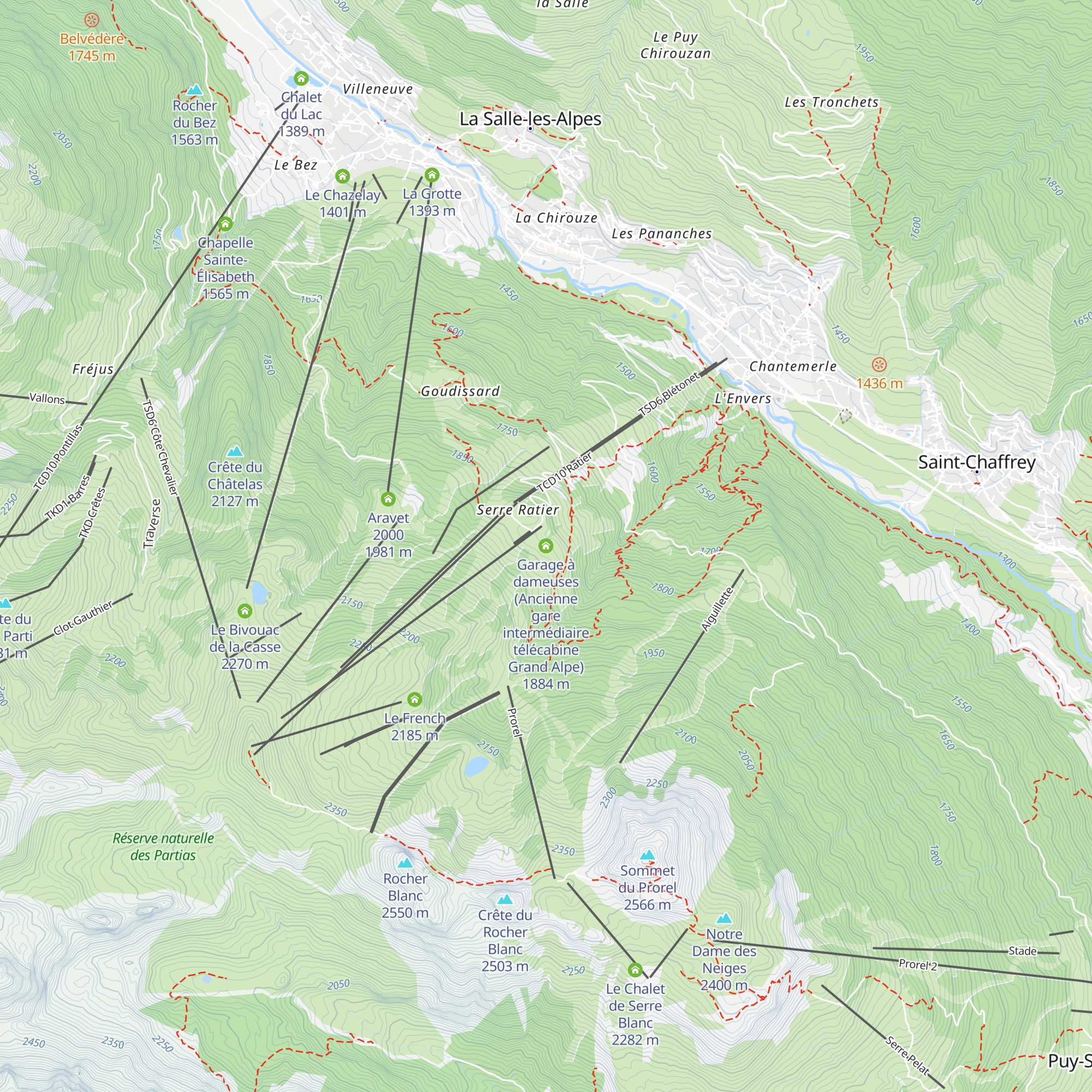 Garage à dameuses (Ancienne gare intermédiaire télécabine Grand Alpe) map