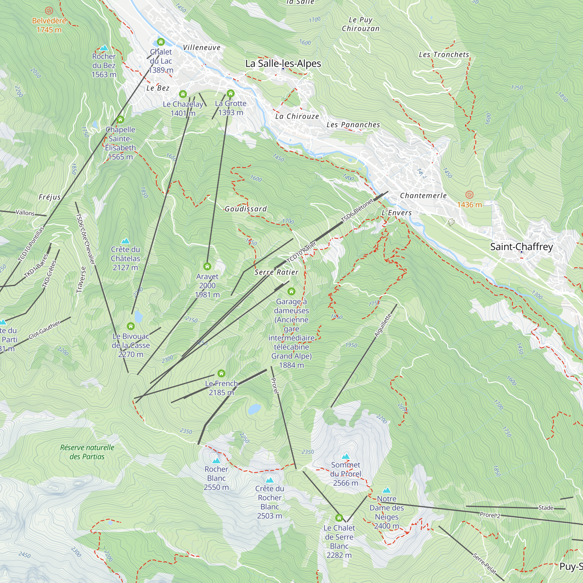 Garage à dameuses (Ancienne gare intermédiaire télécabine Grand Alpe) map