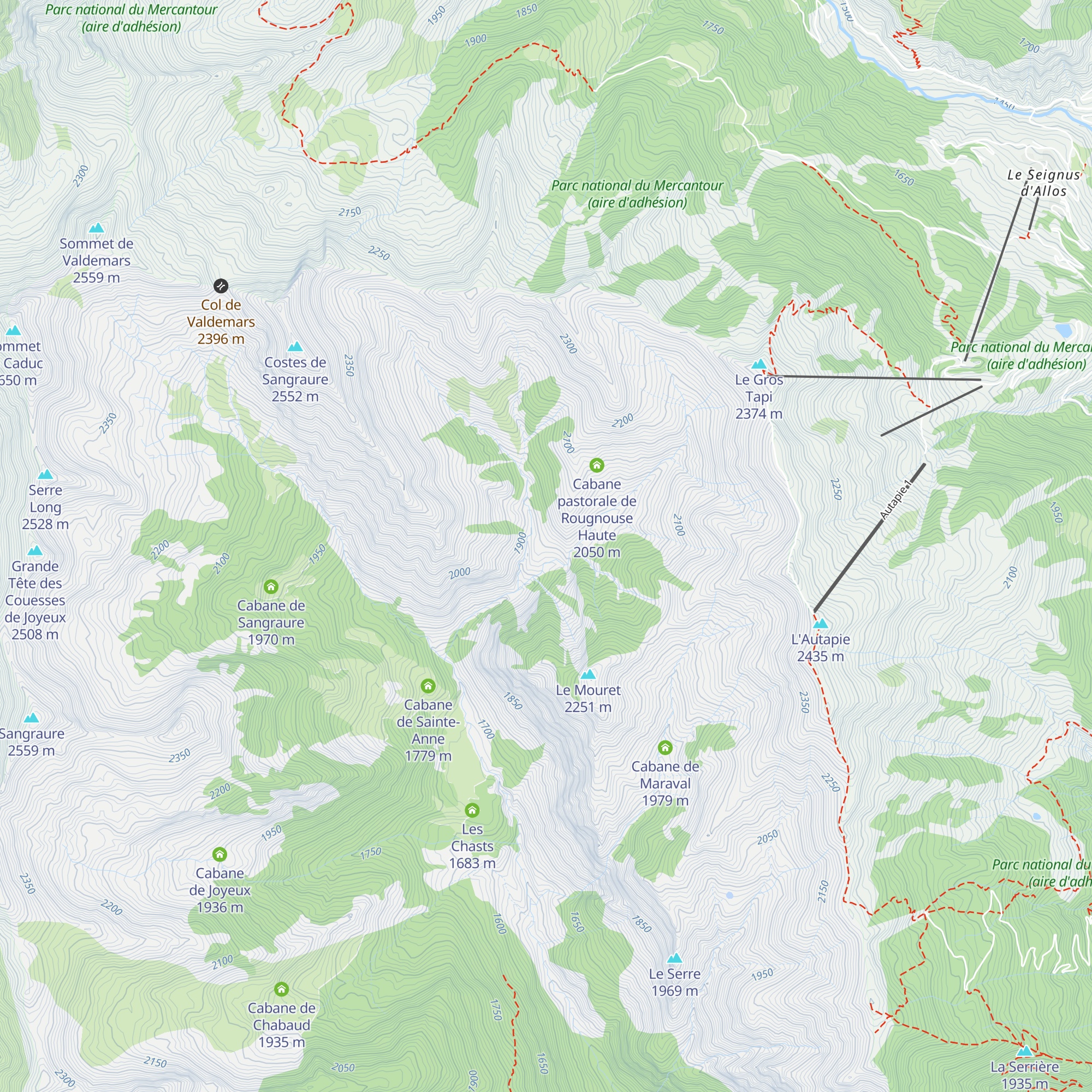 Cabane de Rougnouse Basse map