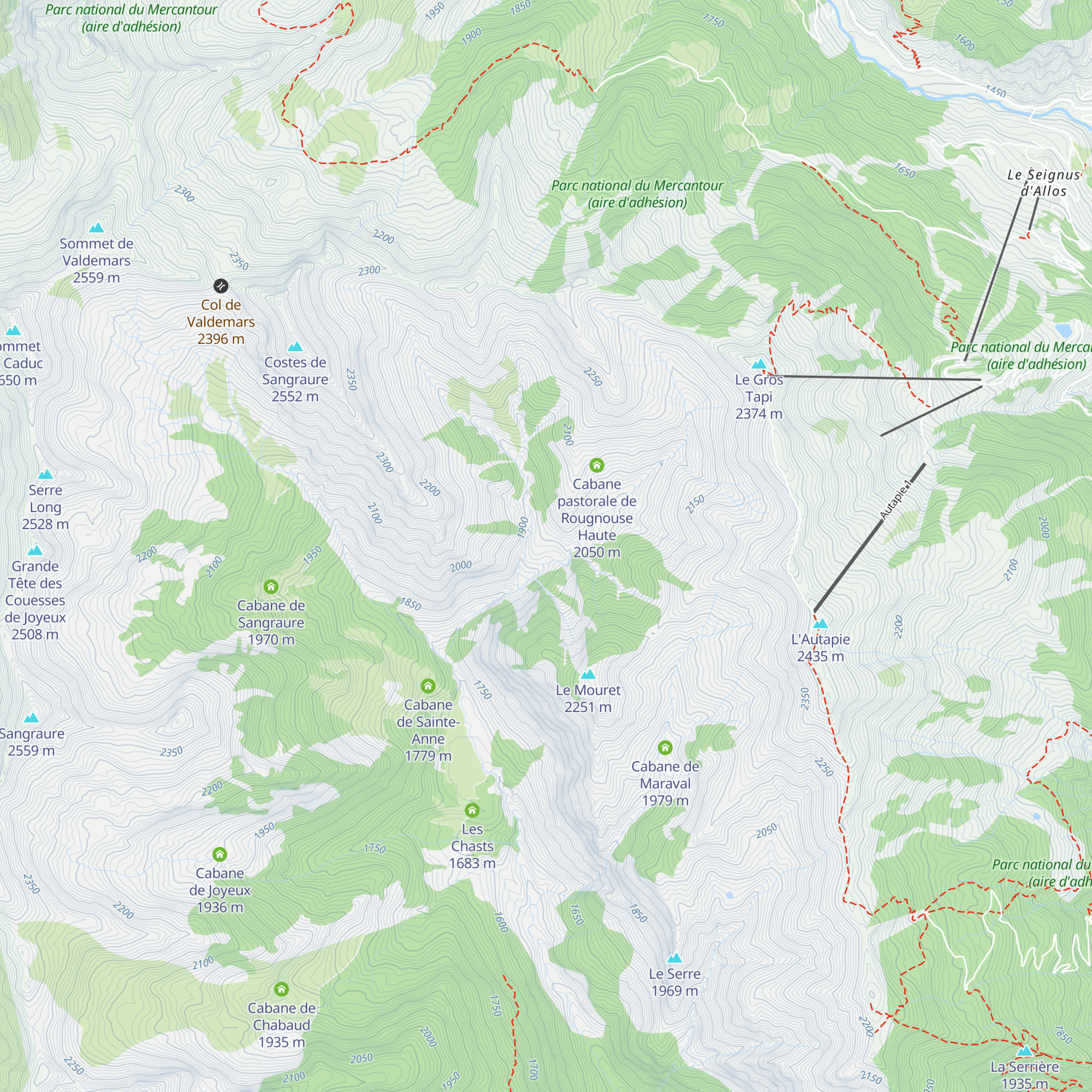 Cabane de Rougnouse Basse map