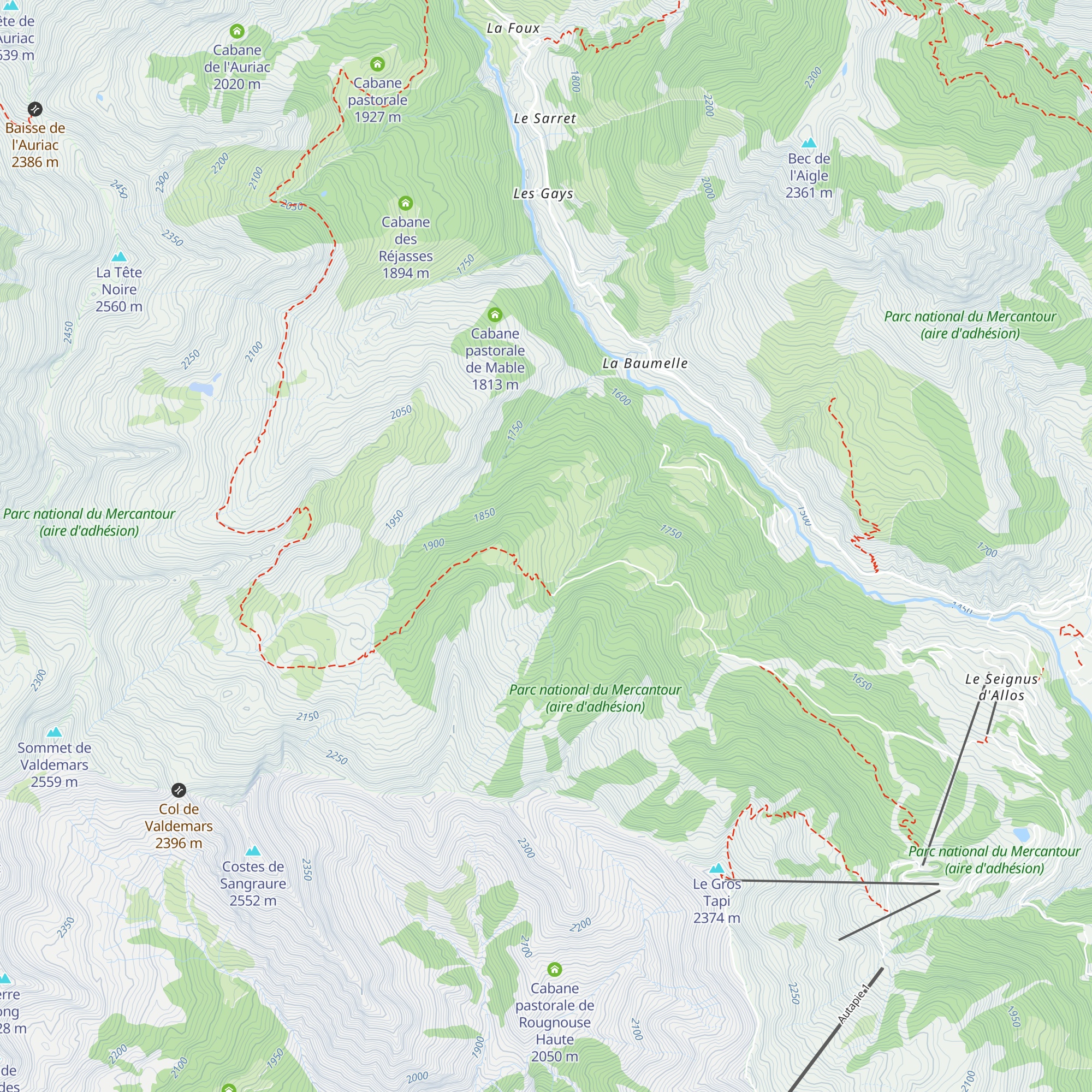 Cabane de Valbinette map