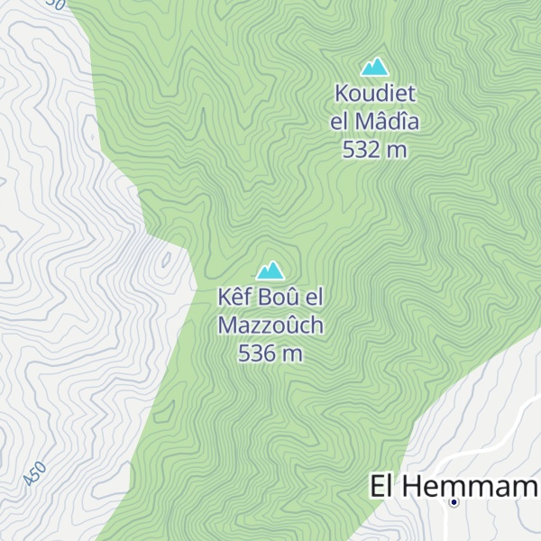 Map of Kêf Boû el Mazzoûch