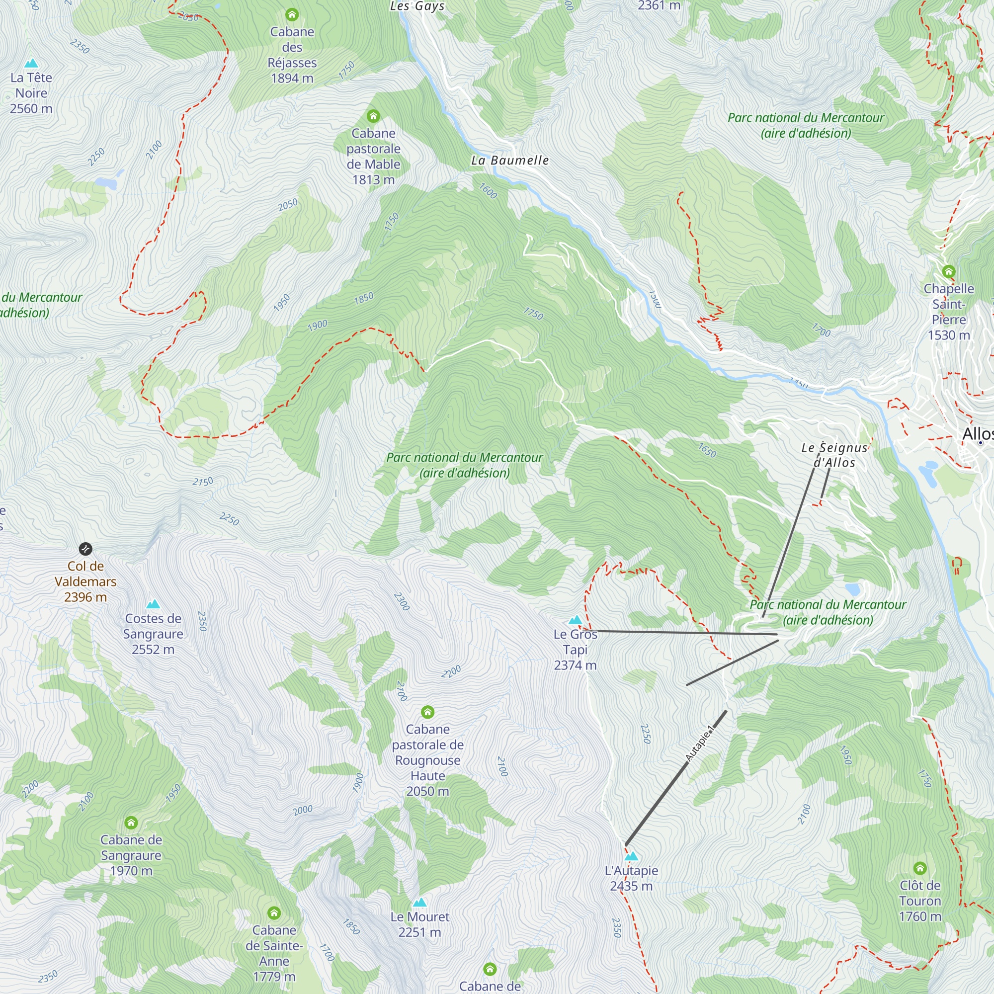 Cabane de Valcibière map