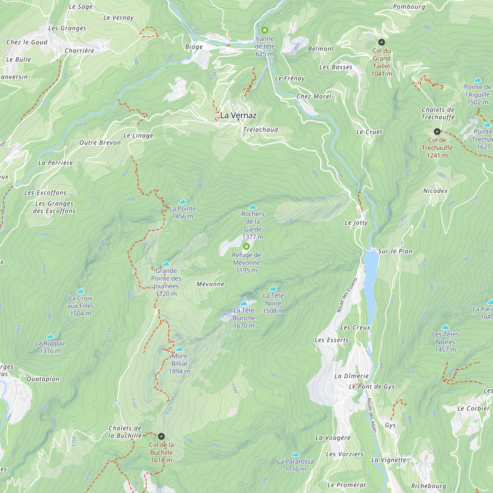 Refuge de Mévonne map