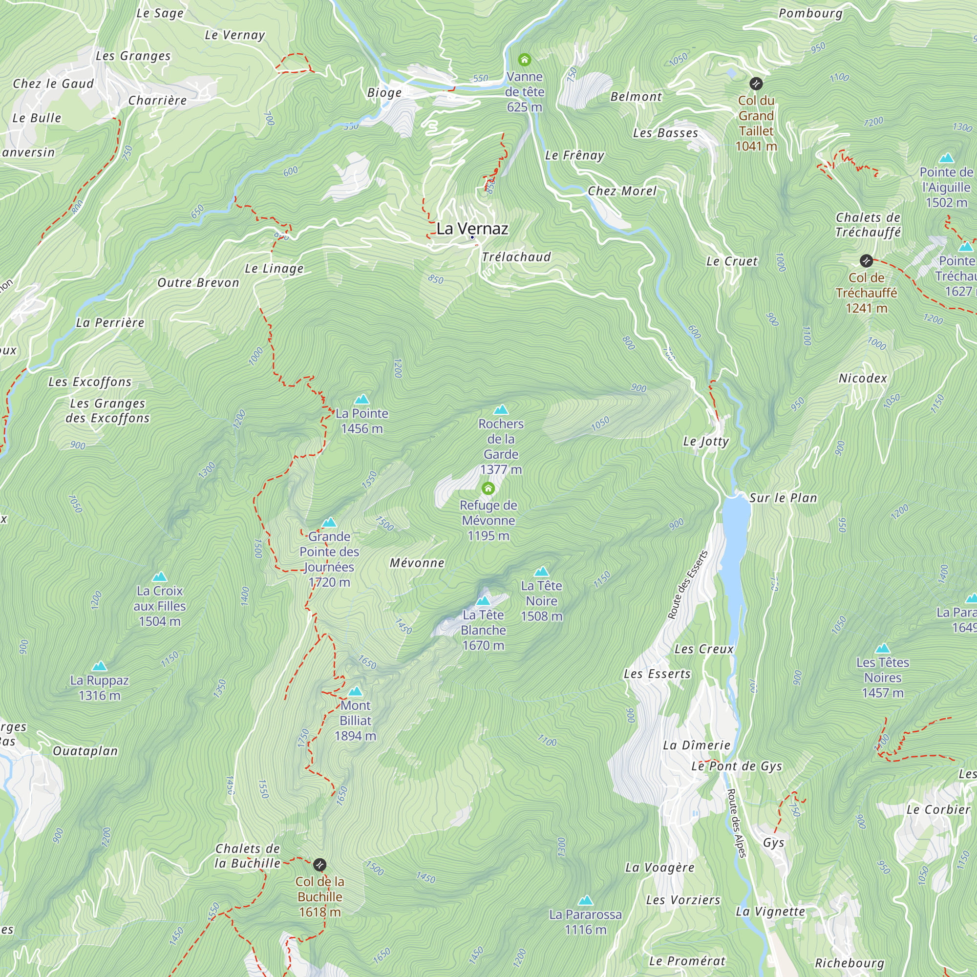 Refuge de Mévonne map