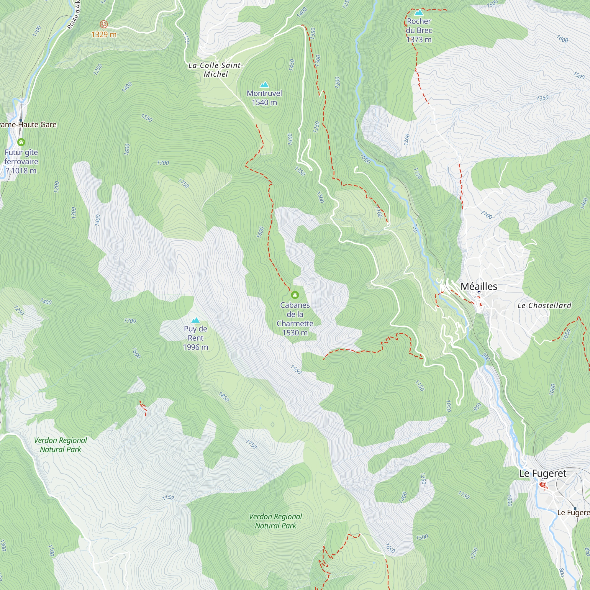 Cabanes de la Charmette map