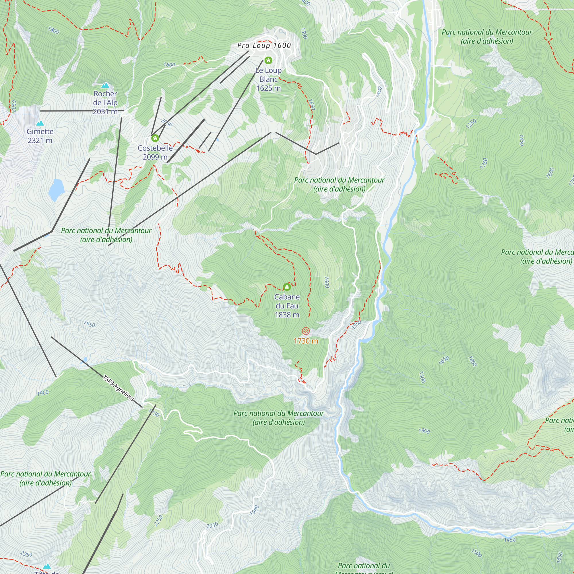 Cabane du Fau map