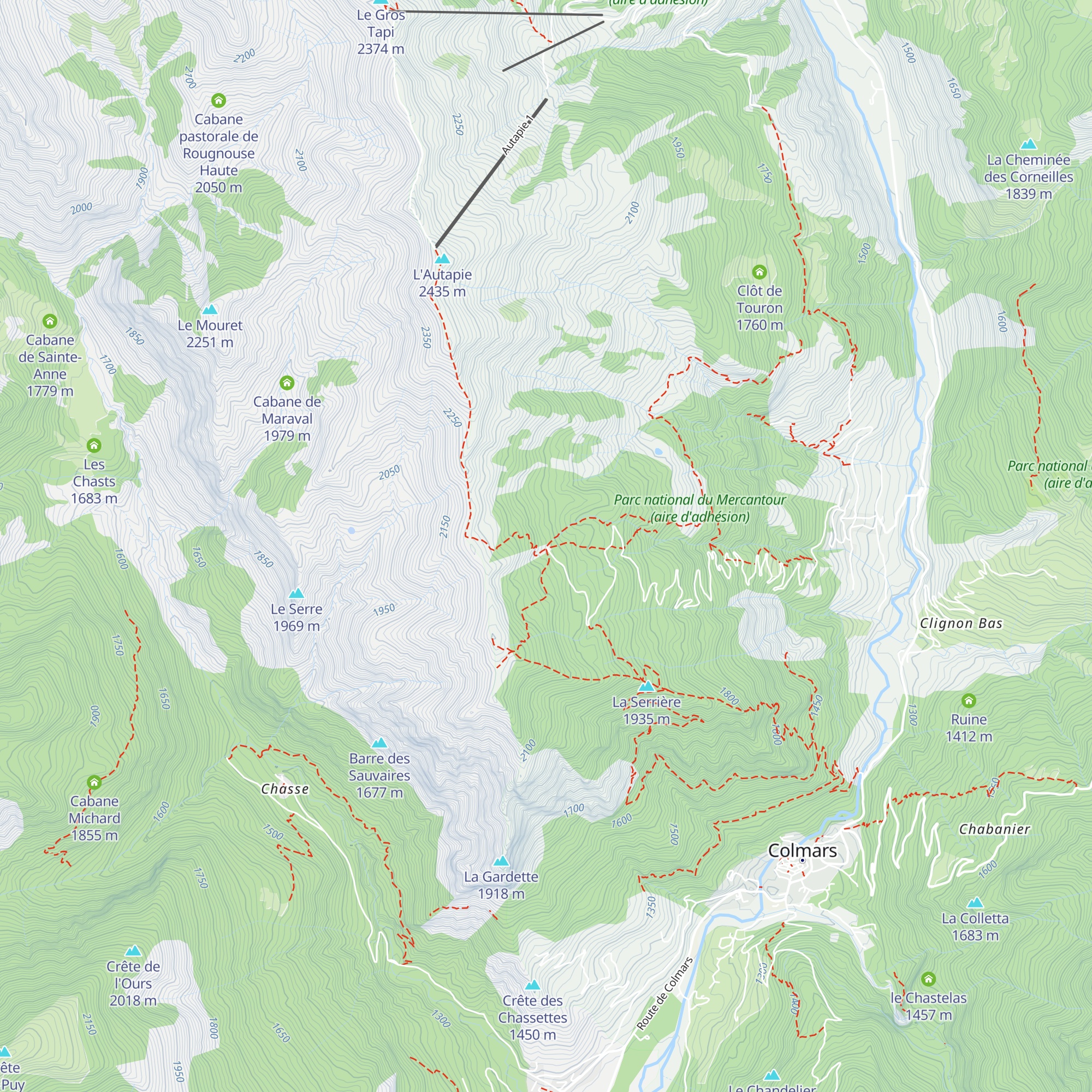 Cabane de l'Autapie map