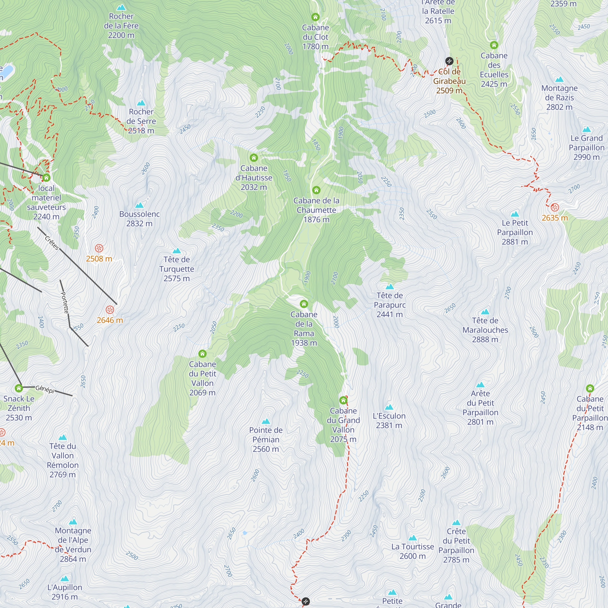 Cabane de la Rama map
