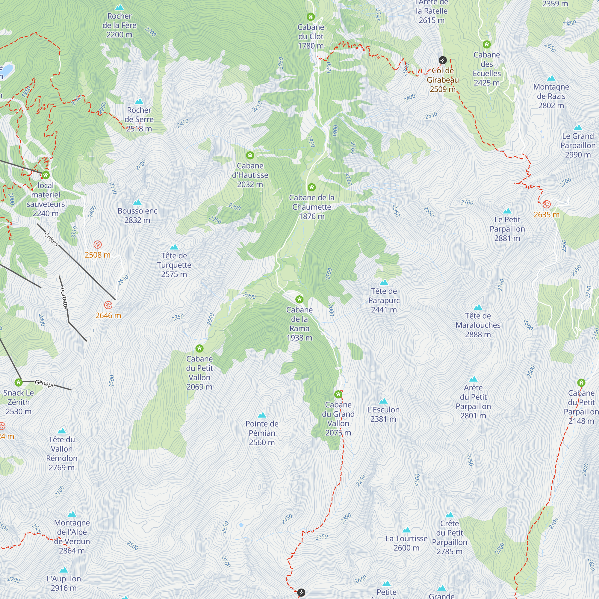 Cabane de la Rama map