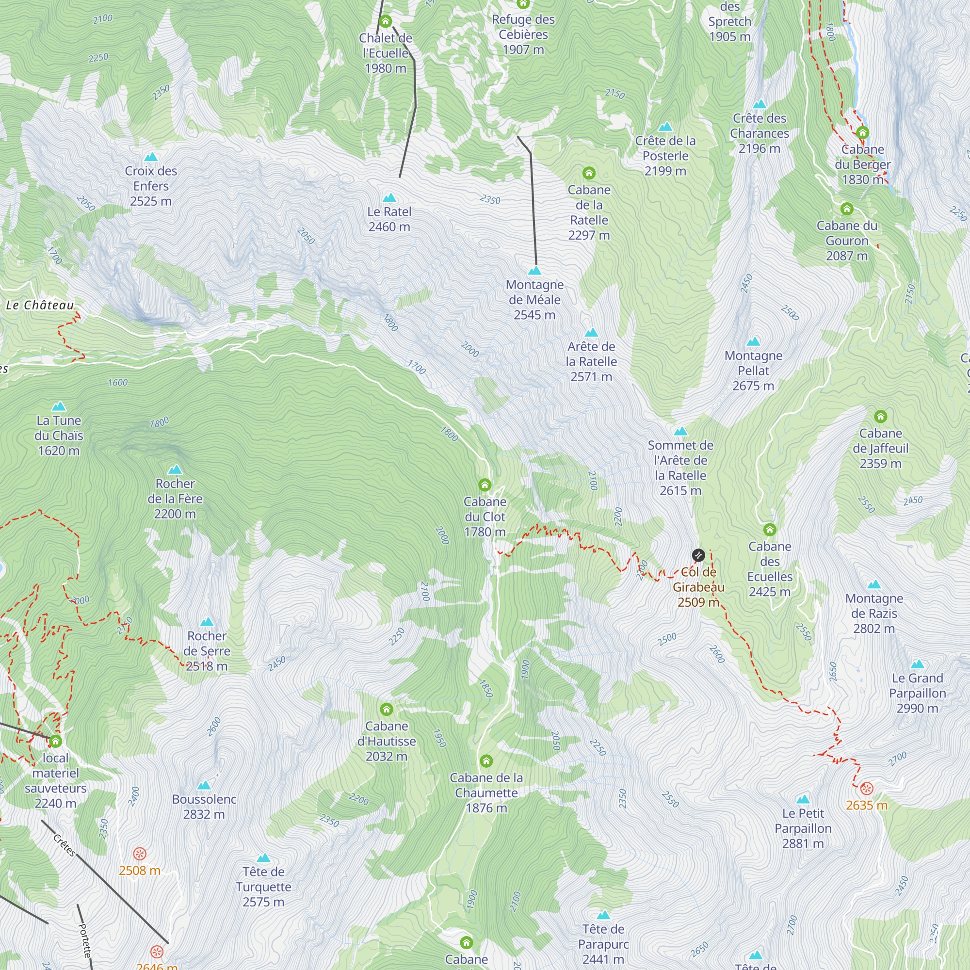 Cabane du Clot map