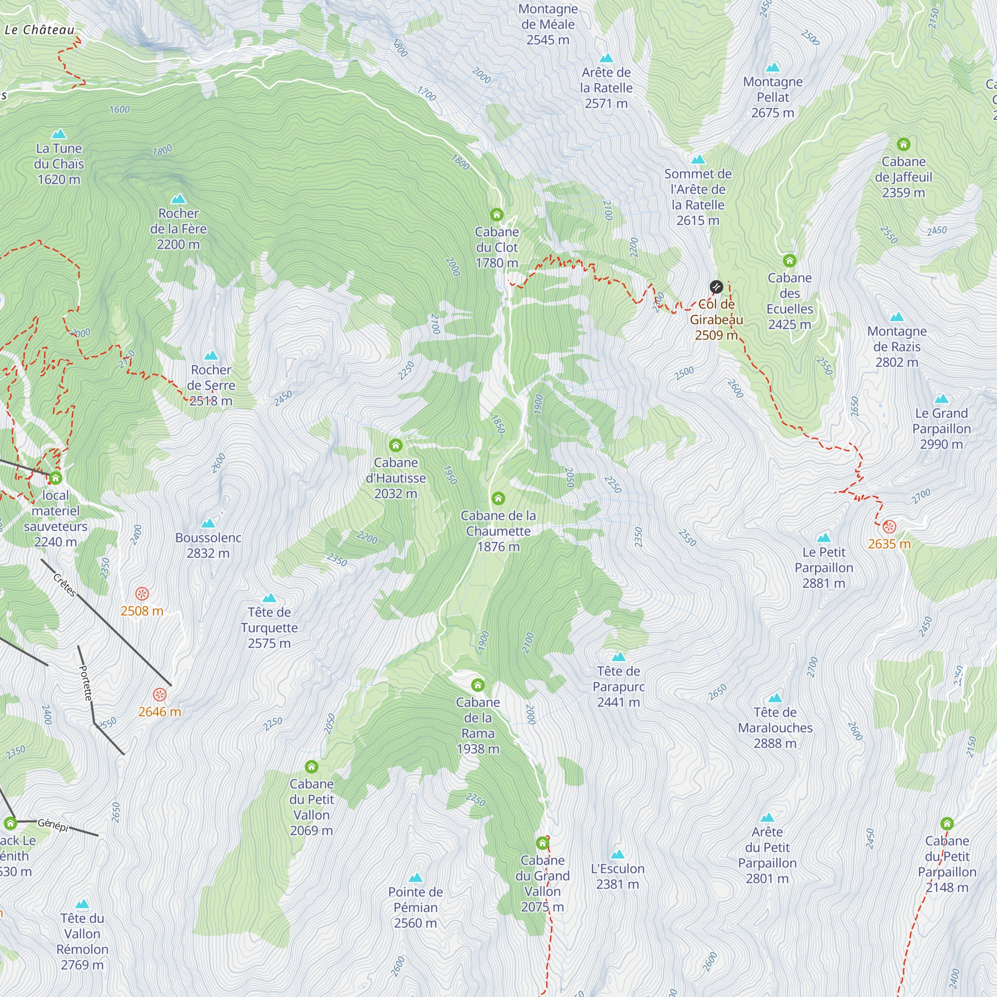 Cabane de la Chaumette map