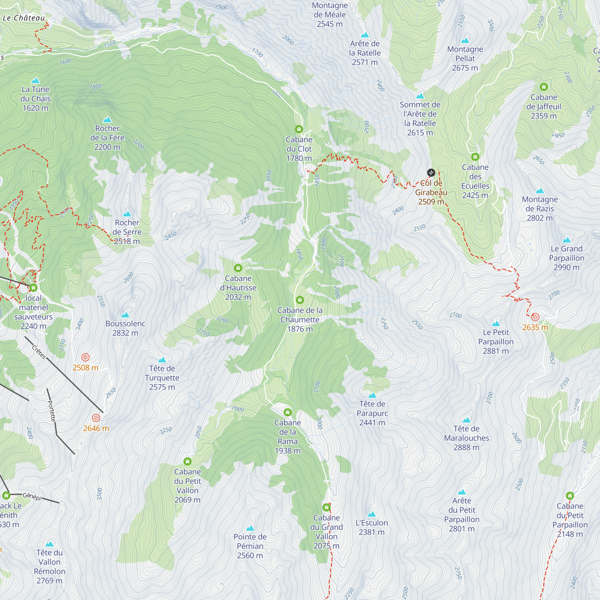 Cabane de la Chaumette map