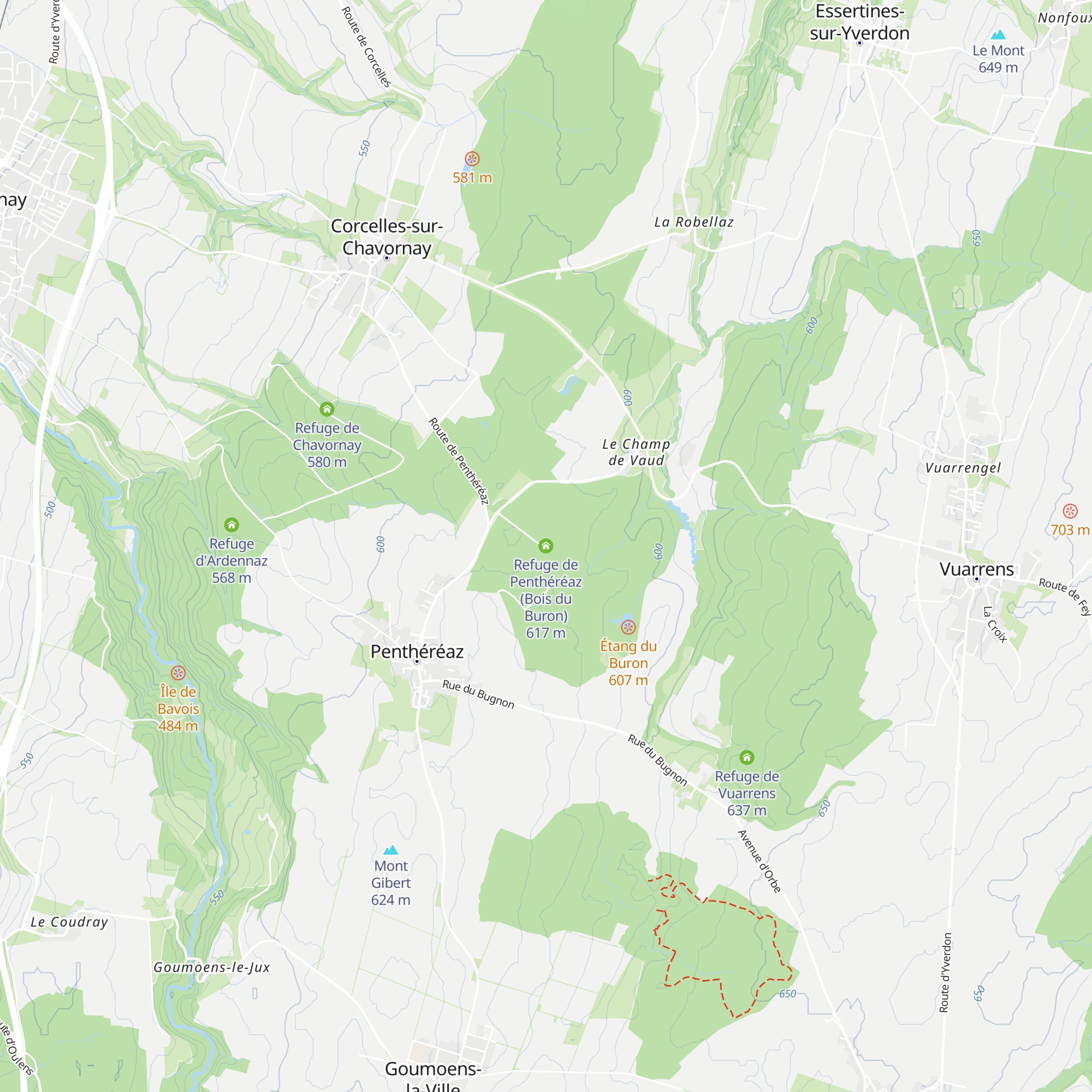 Refuge de Penthéréaz (Bois du Buron) map