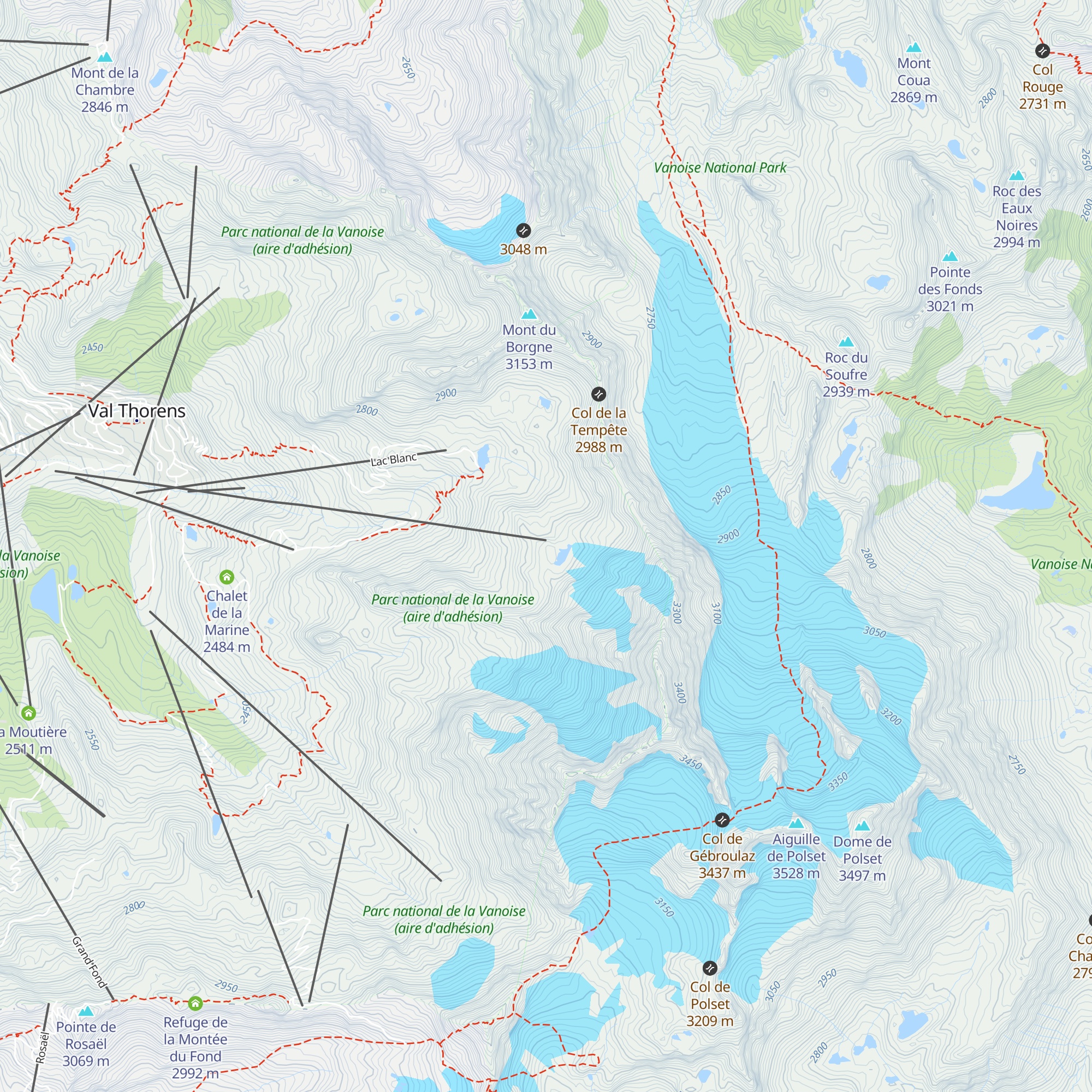 Les Aiguilles de Peclet map
