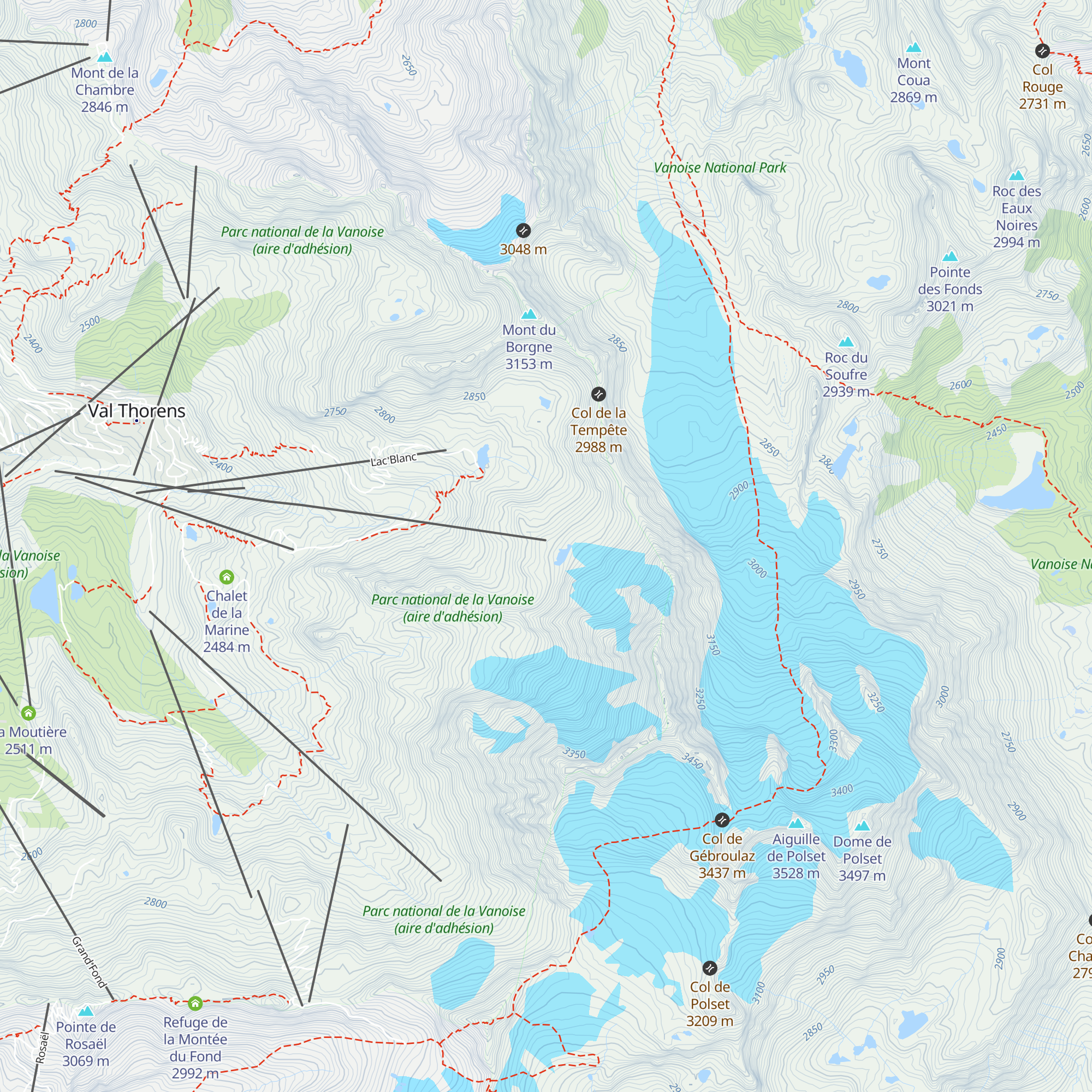 Les Aiguilles de Peclet map