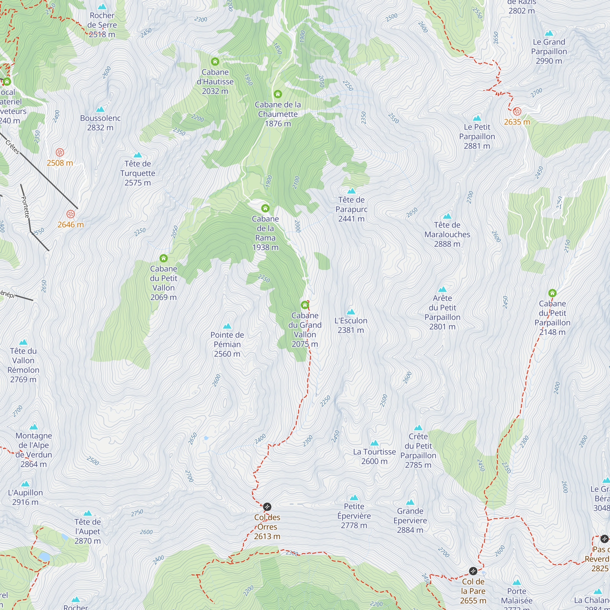 Cabane du Grand Vallon map