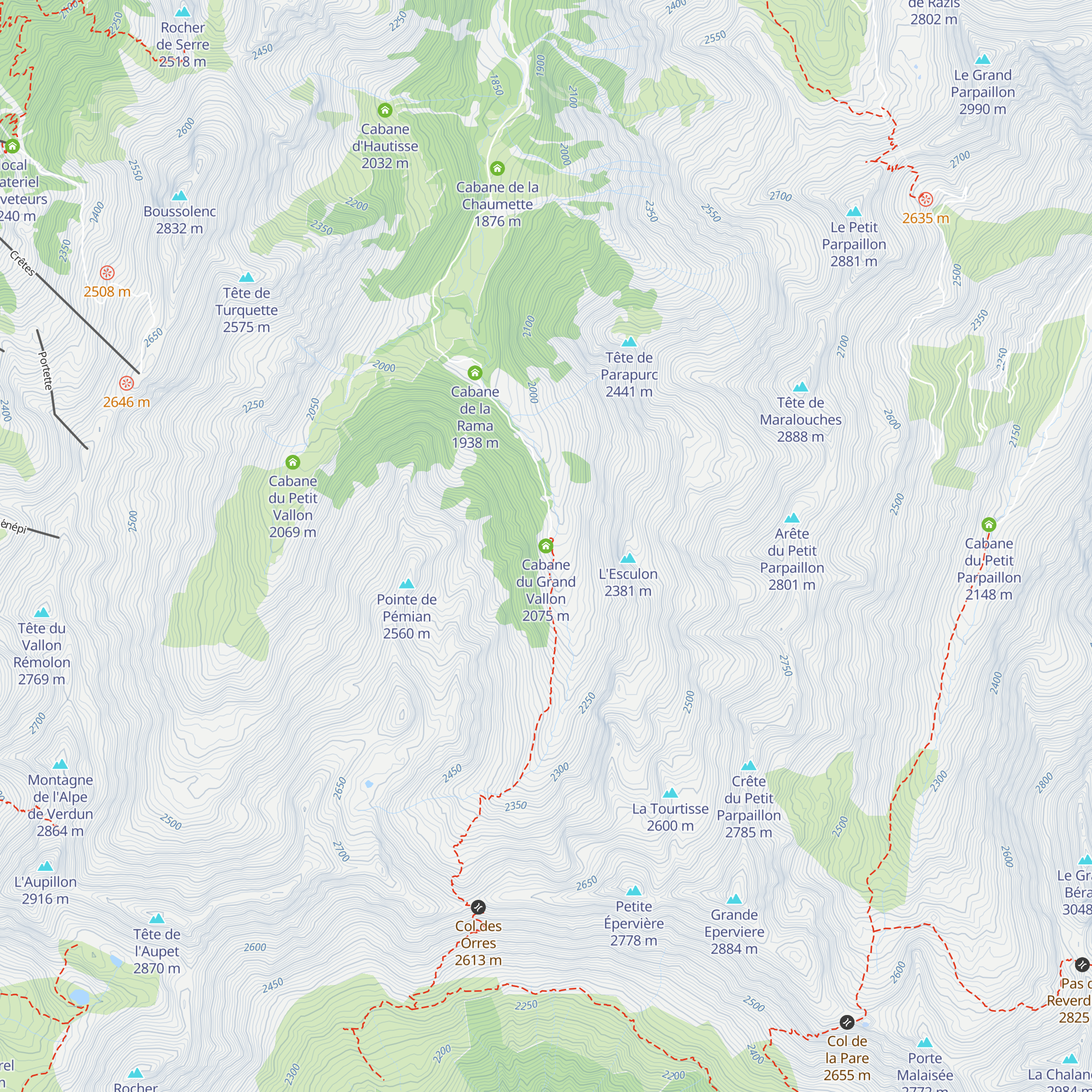 Cabane du Grand Vallon map