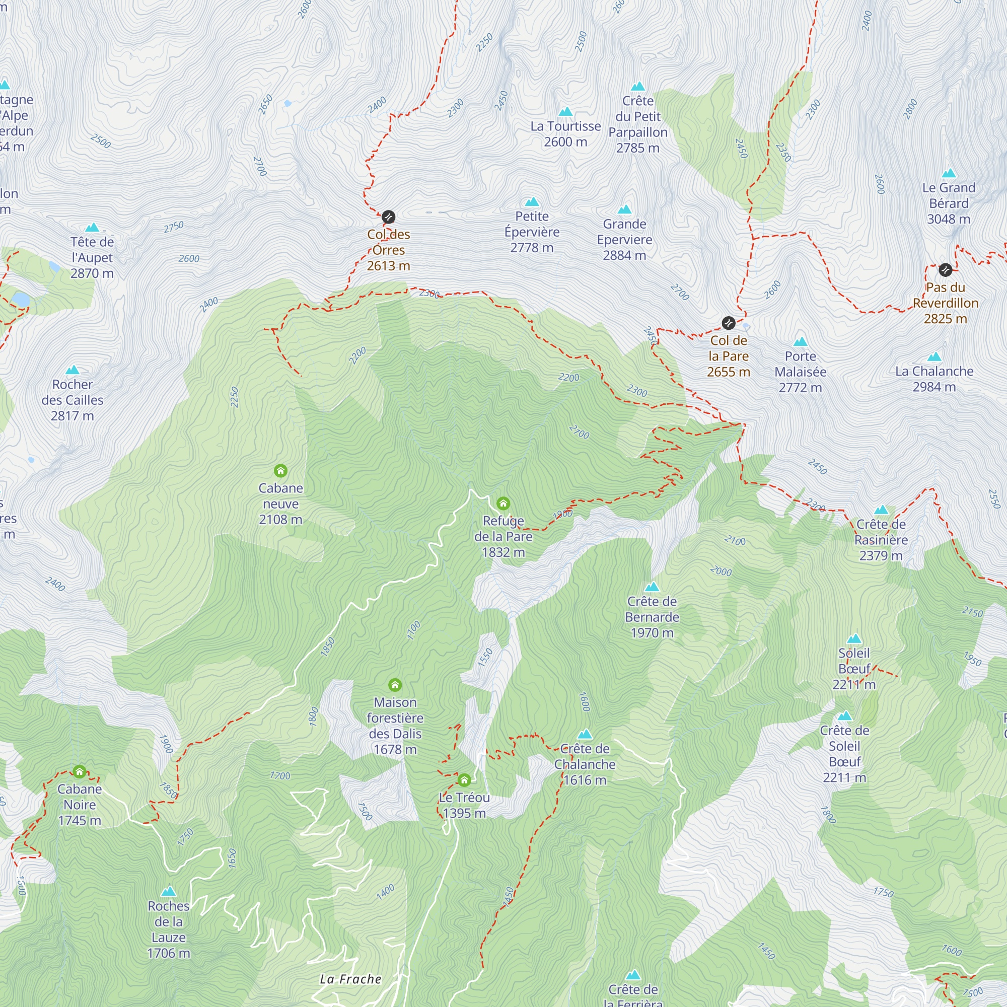 Refuge de la Pare map