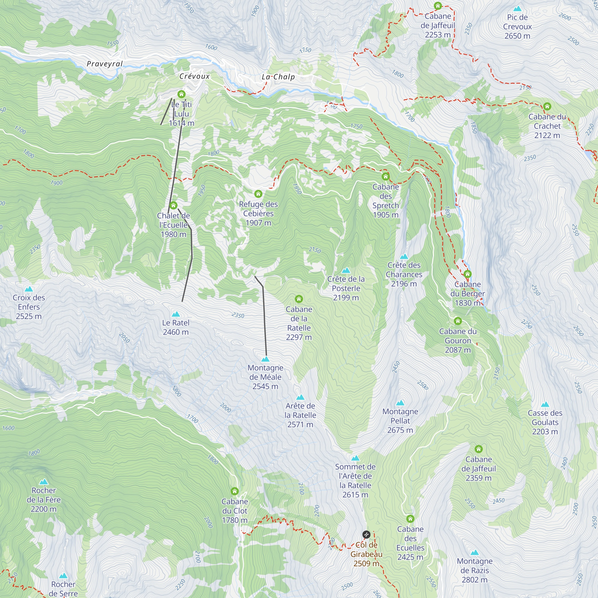Cabane de la Ratelle map