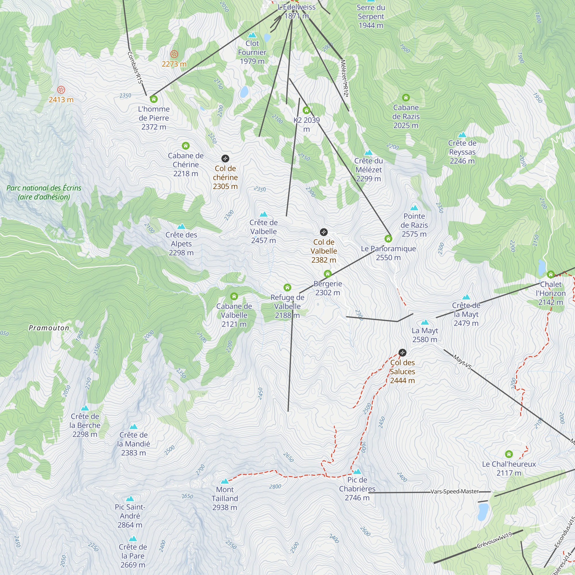 Refuge de Valbelle map