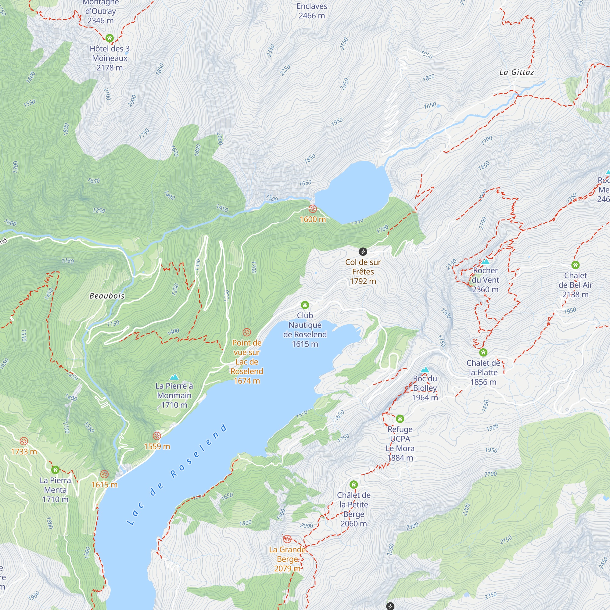 Club Nautique de Roselend map