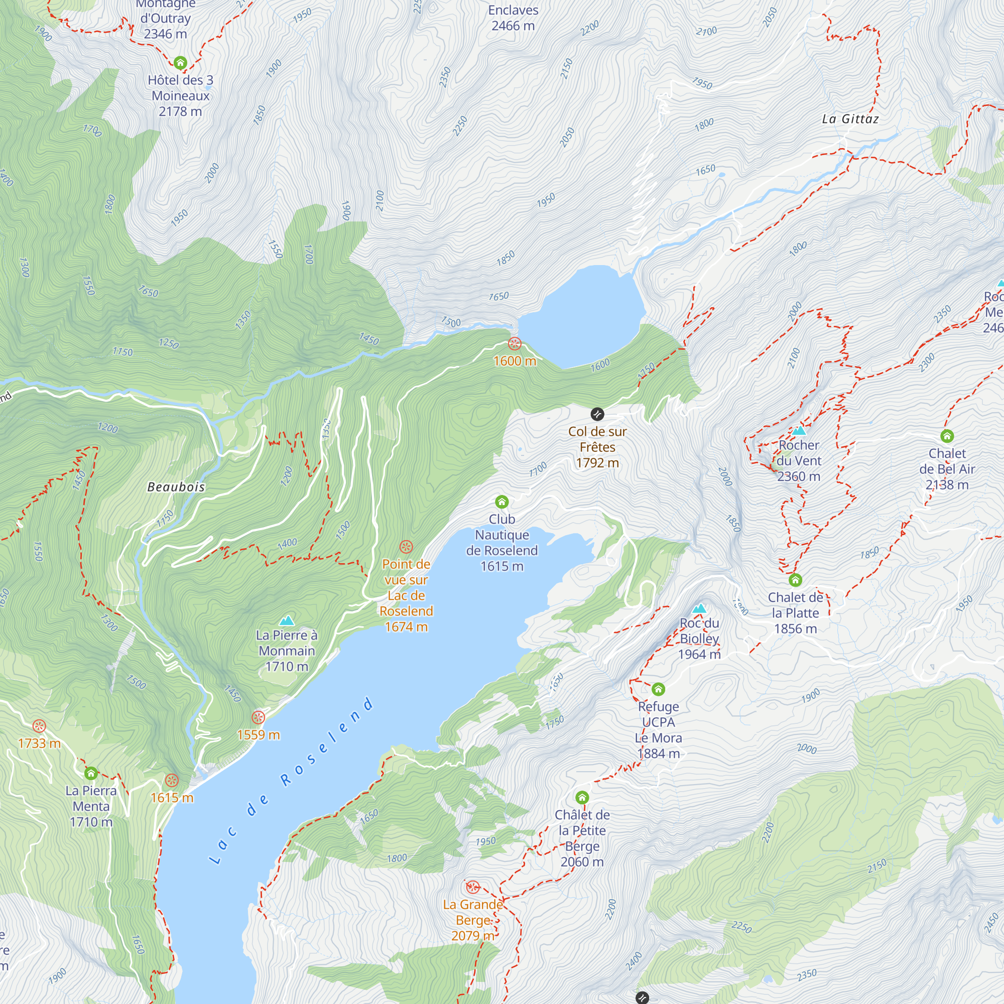Club Nautique de Roselend map
