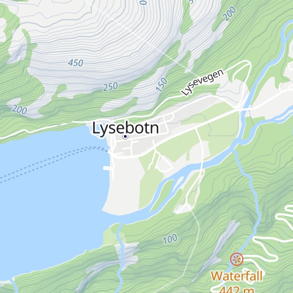 Map of Lysefjorden turisthytte