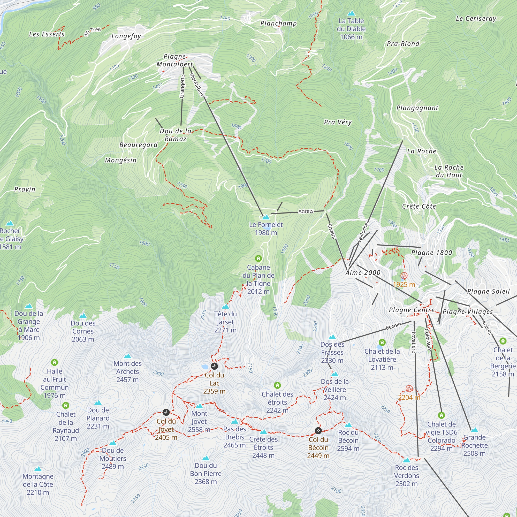 Cabane du Plan de la Tigne map