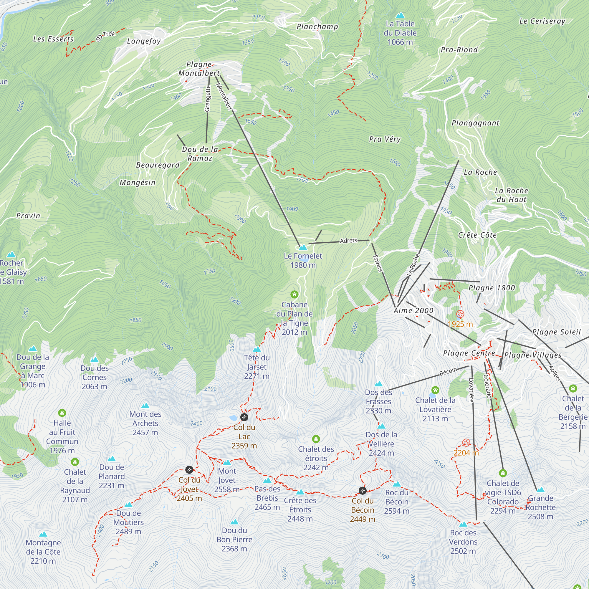Cabane du Plan de la Tigne map