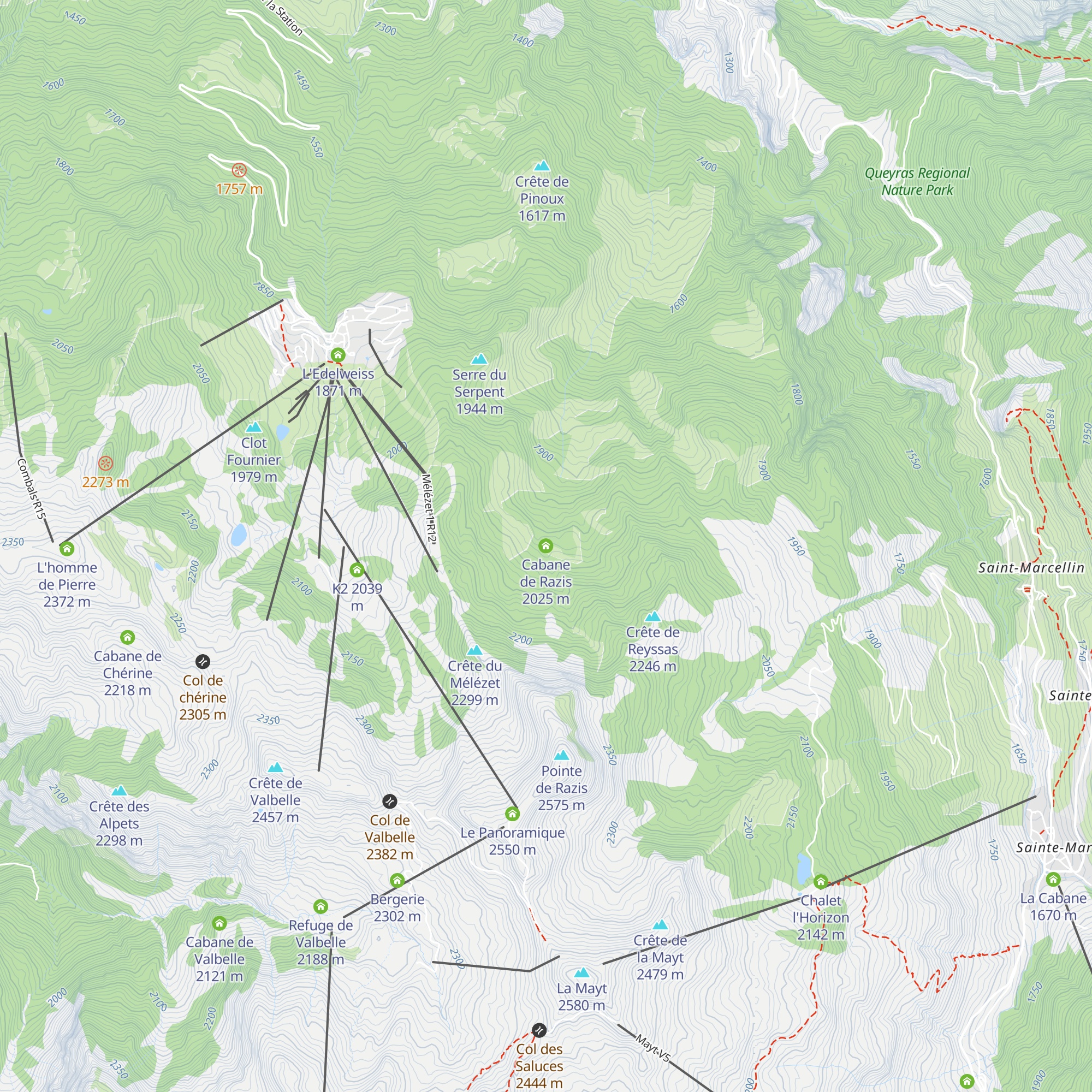 Cabane de Razis map