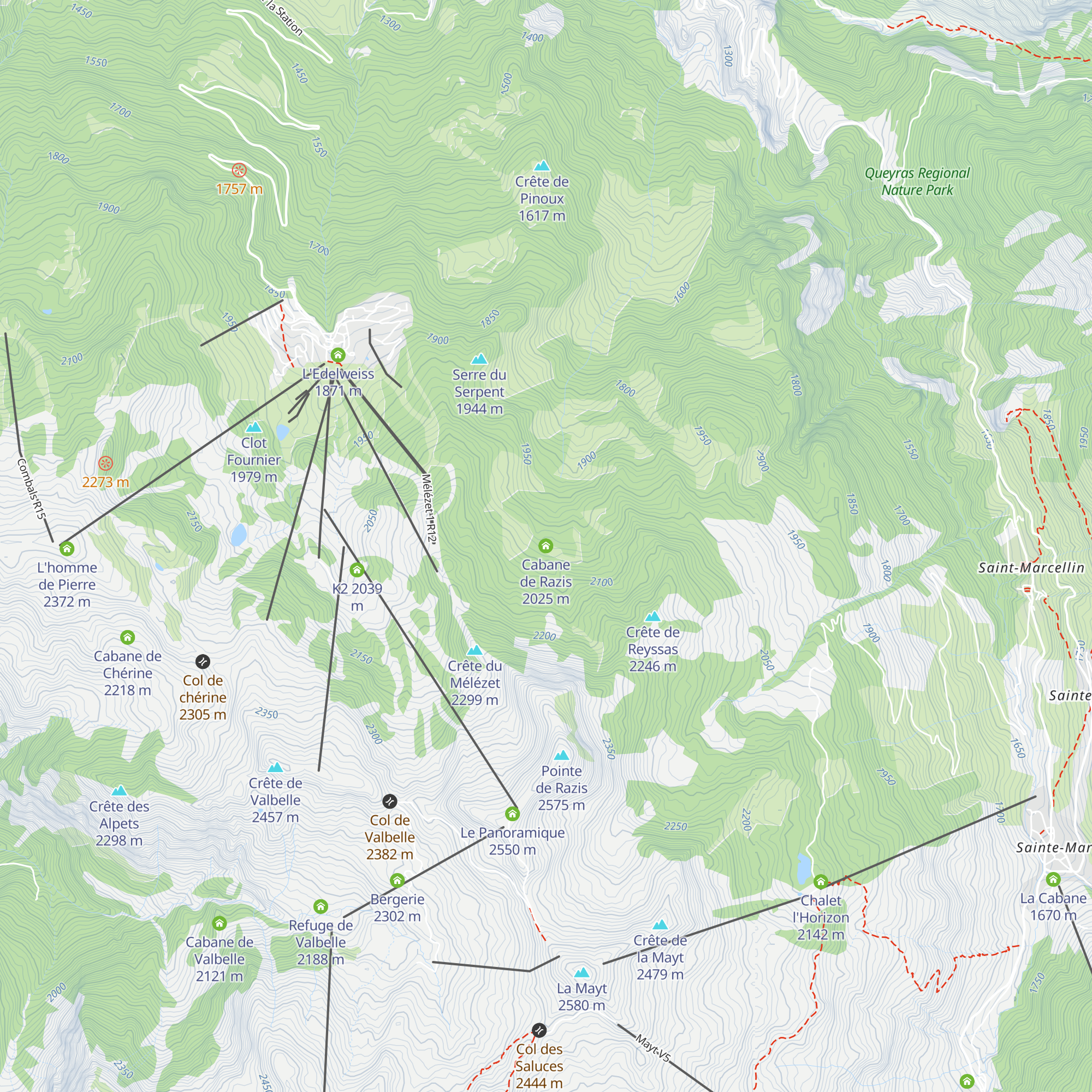 Cabane de Razis map