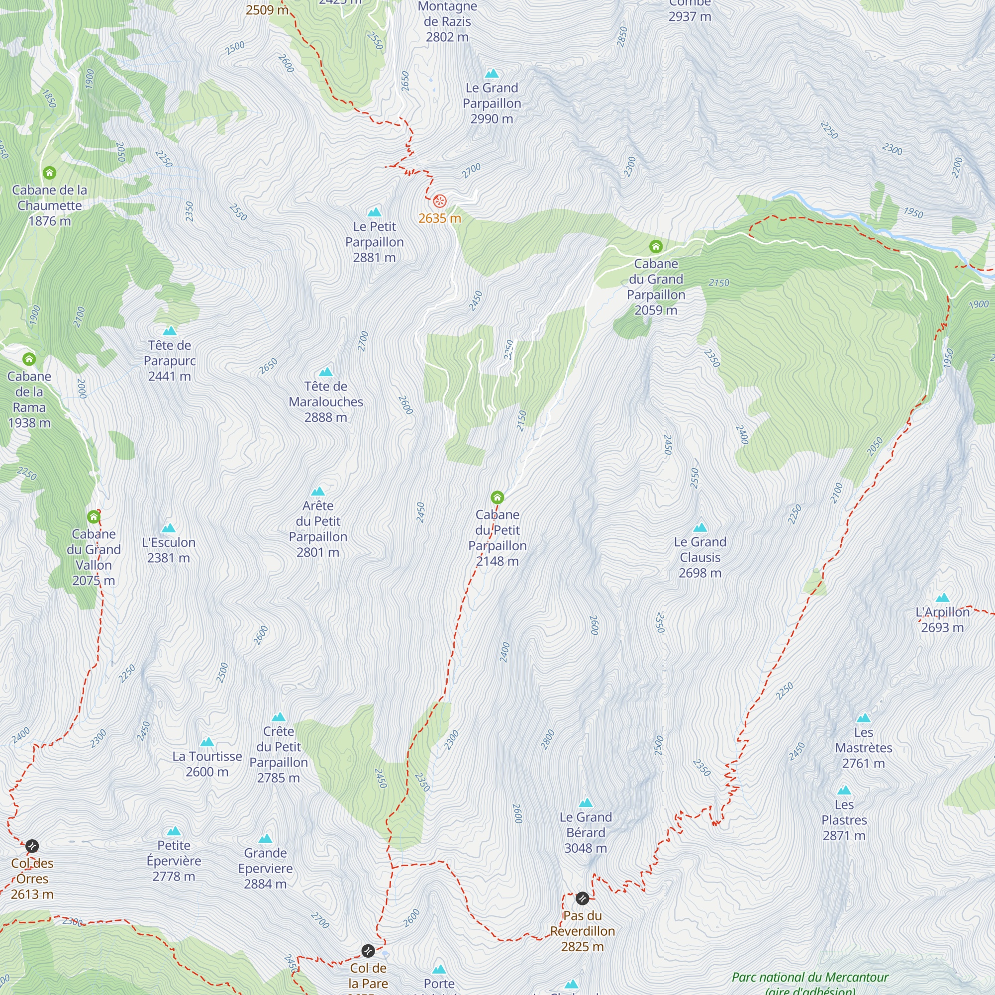Cabane du Petit Parpaillon map
