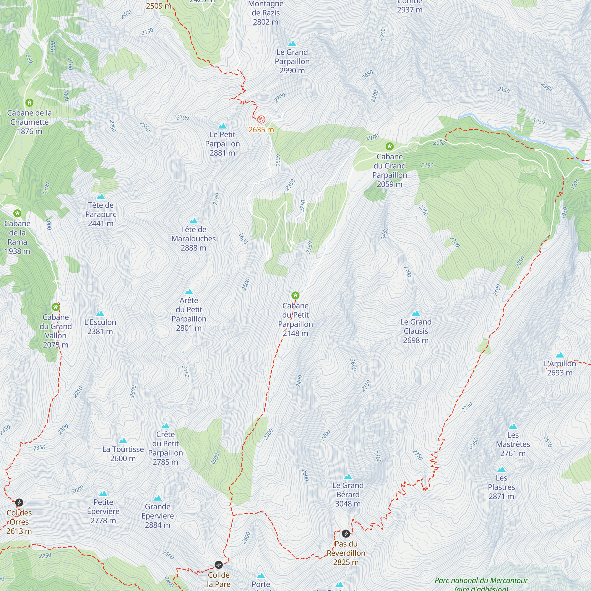 Cabane du Petit Parpaillon map