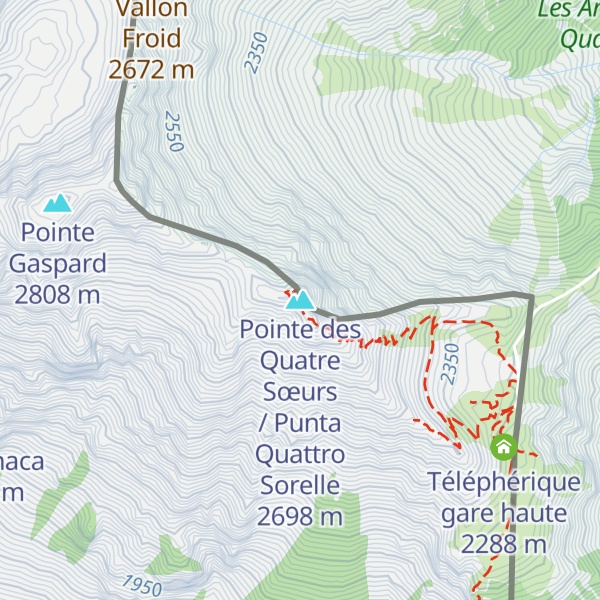 Map of Pointe des Quatre Sœurs / Punta Quattro Sorelle