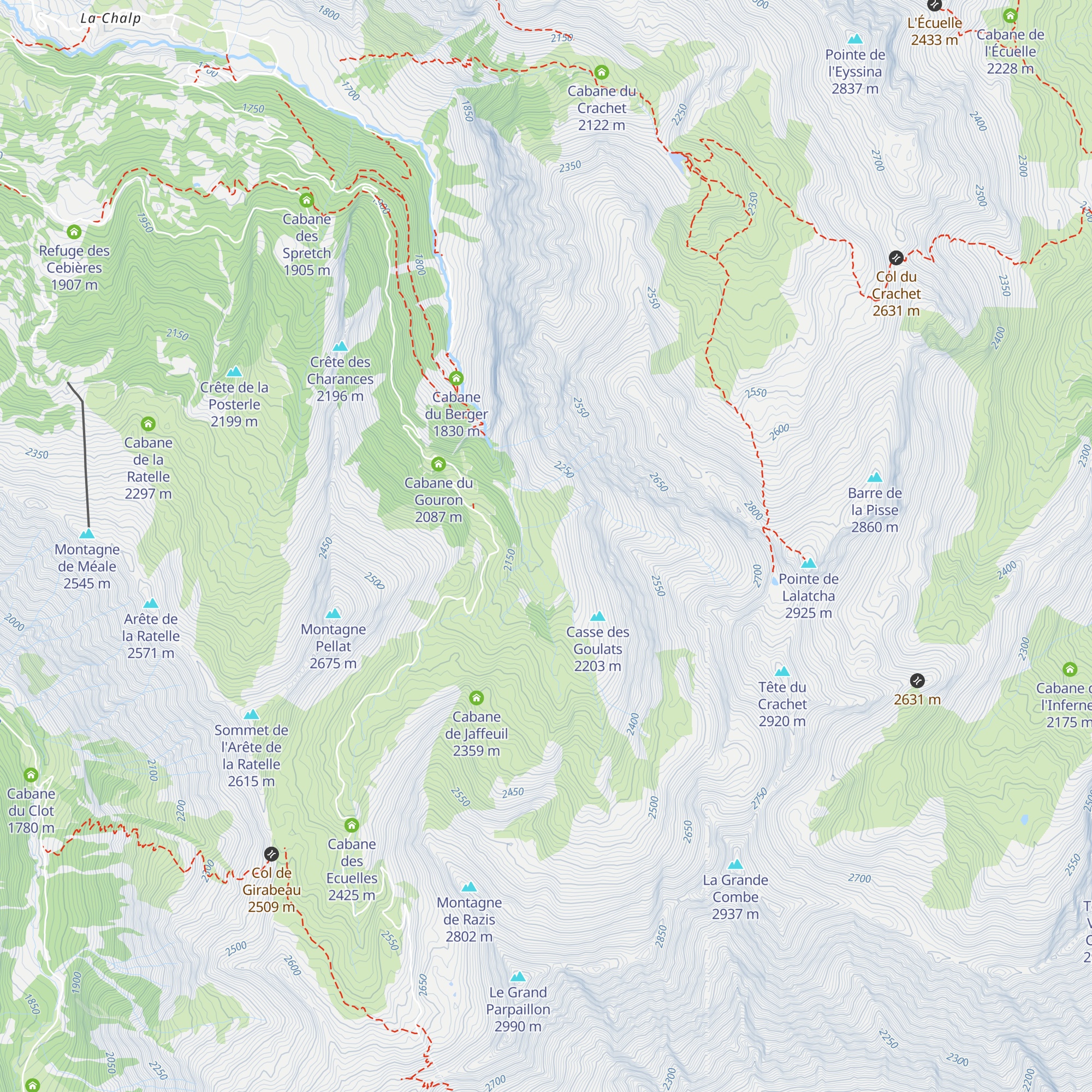 Cabane des Issalps map