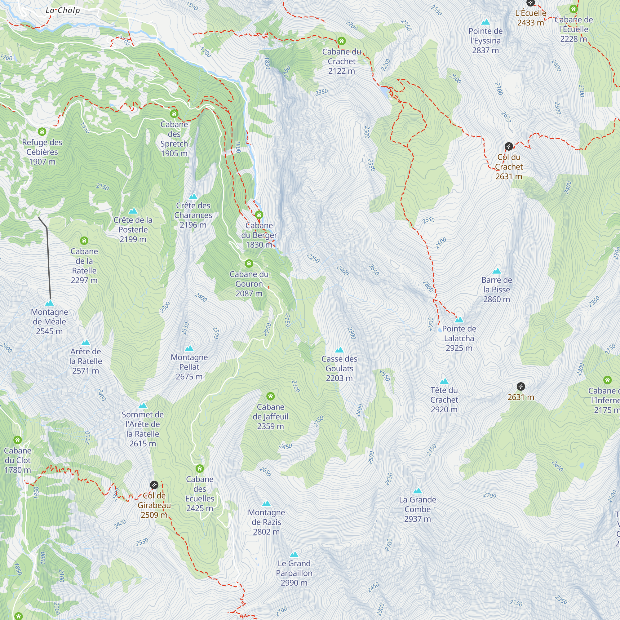 Cabane des Issalps map
