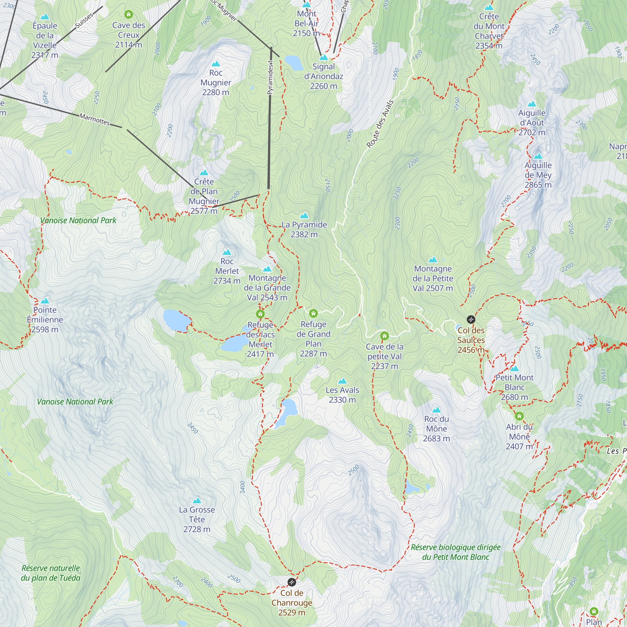 Refuge de Grand Plan map