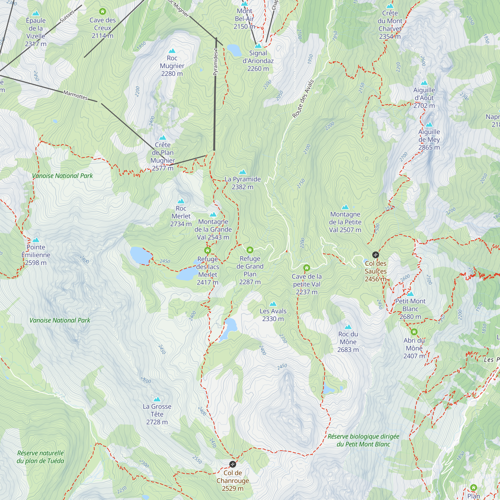 Refuge de Grand Plan map