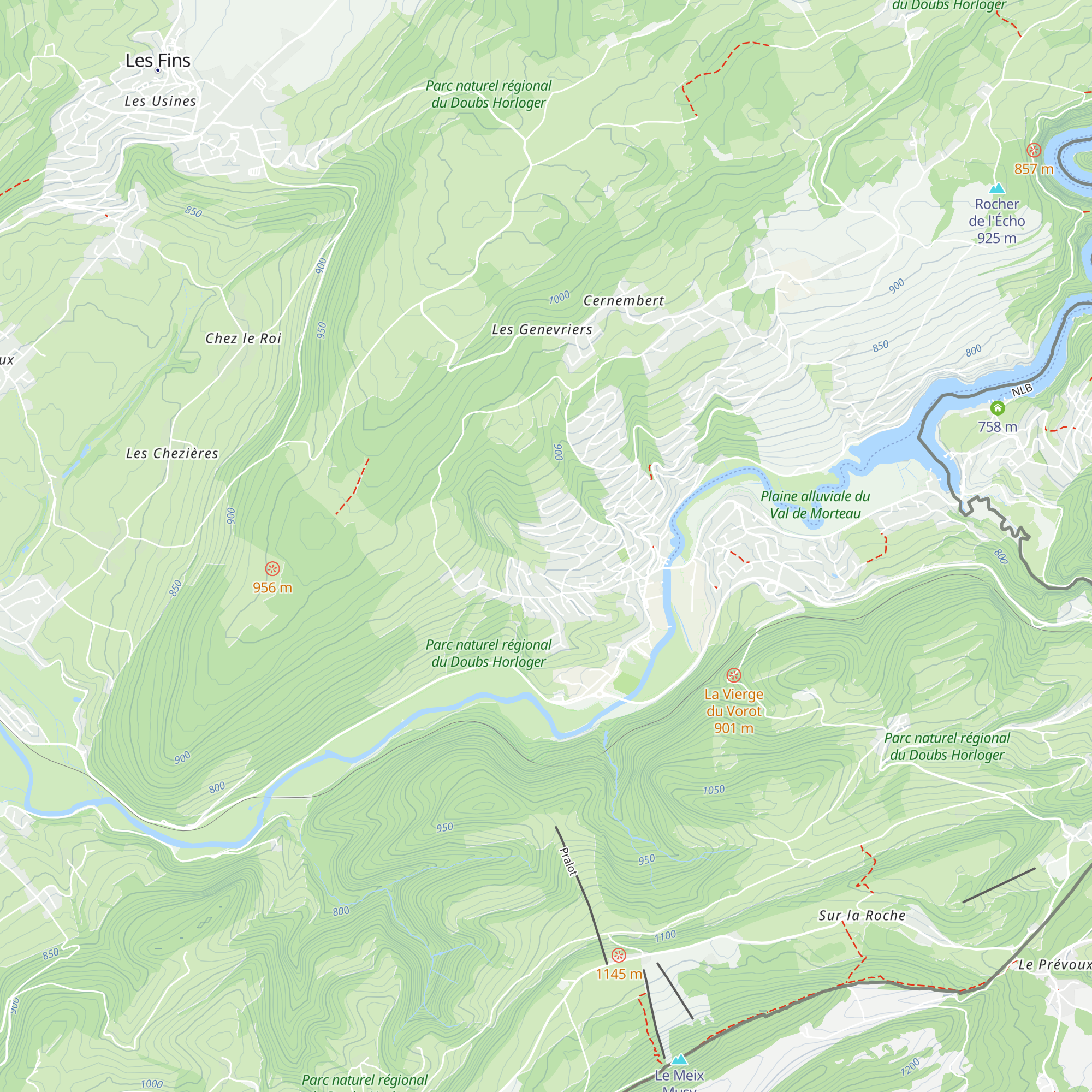 Gîte du Saut du Doubs map