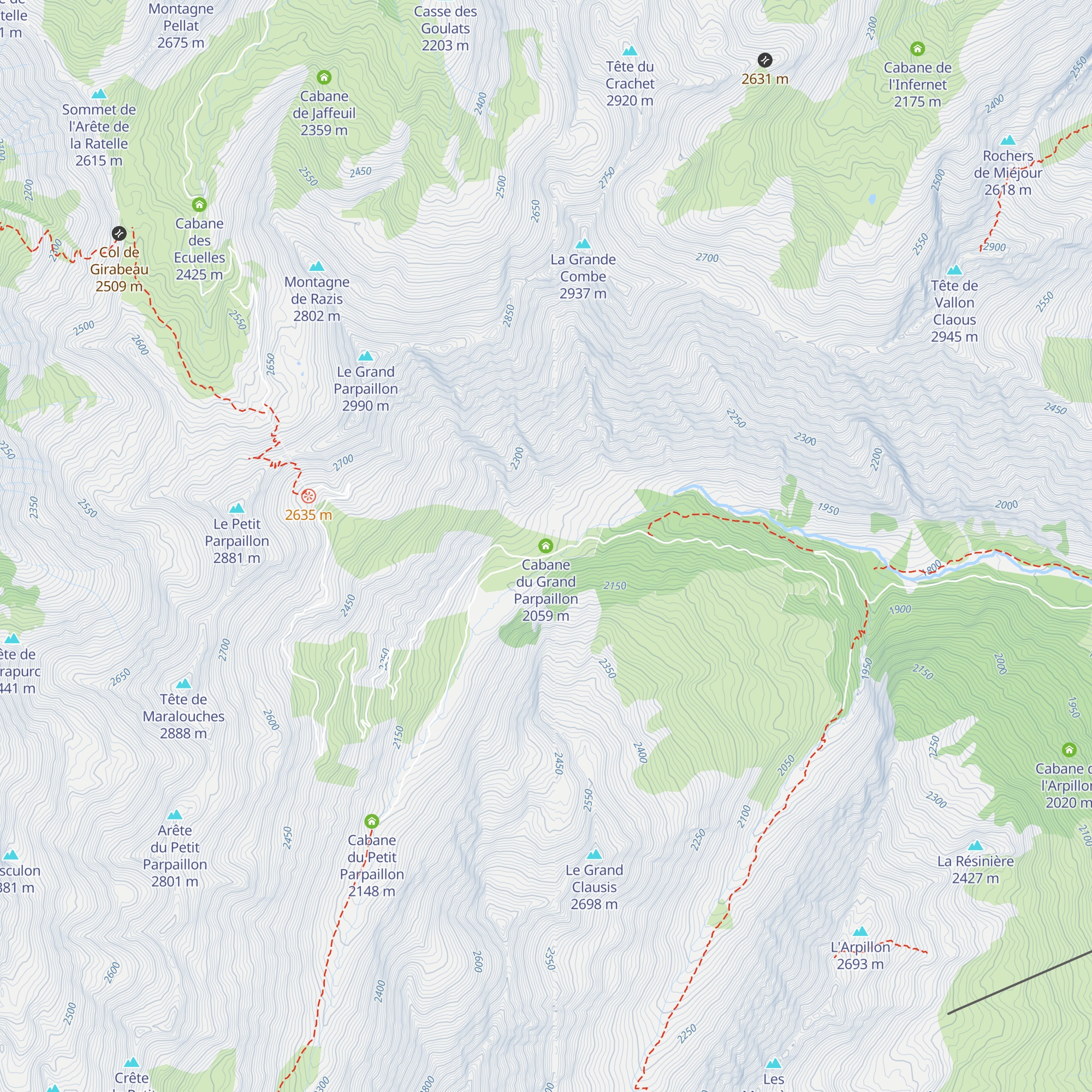 Cabane du Grand Parpaillon map